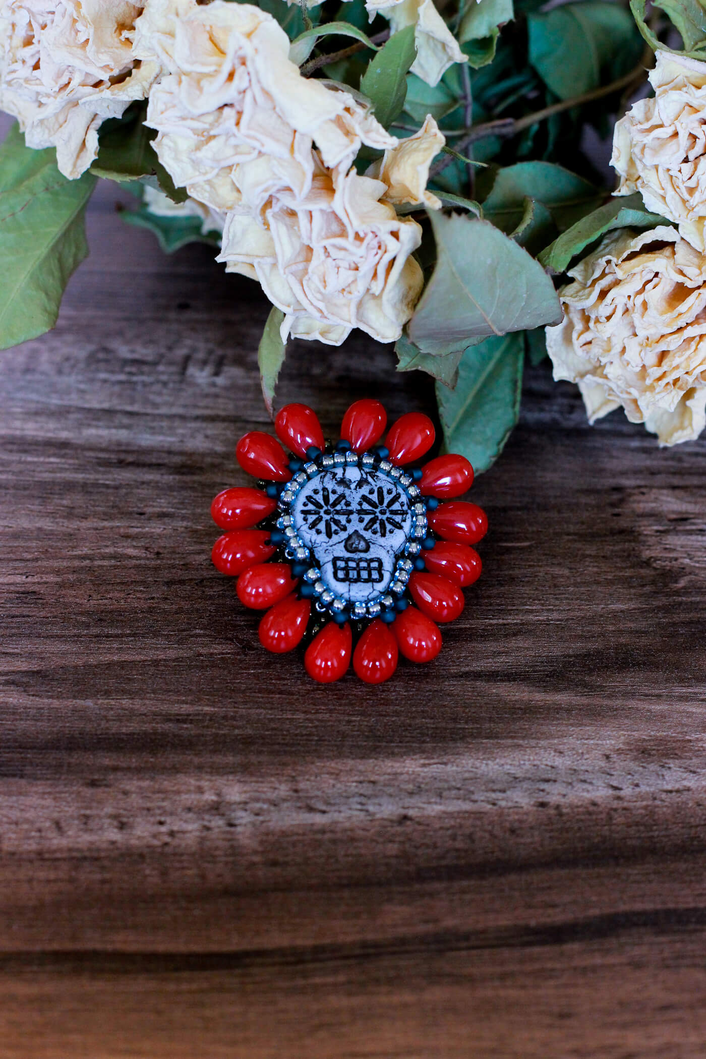 Day Of The Dead Starburst Sugar Skull Brooch