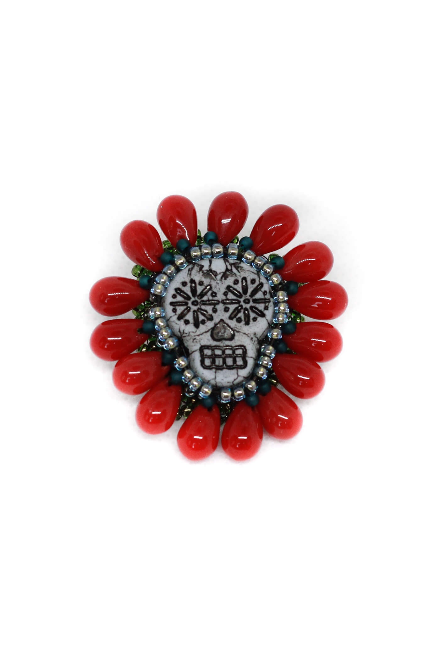 Sugar Skull Brooch - FRONT - by Kaleidoscopes And Polka Dots