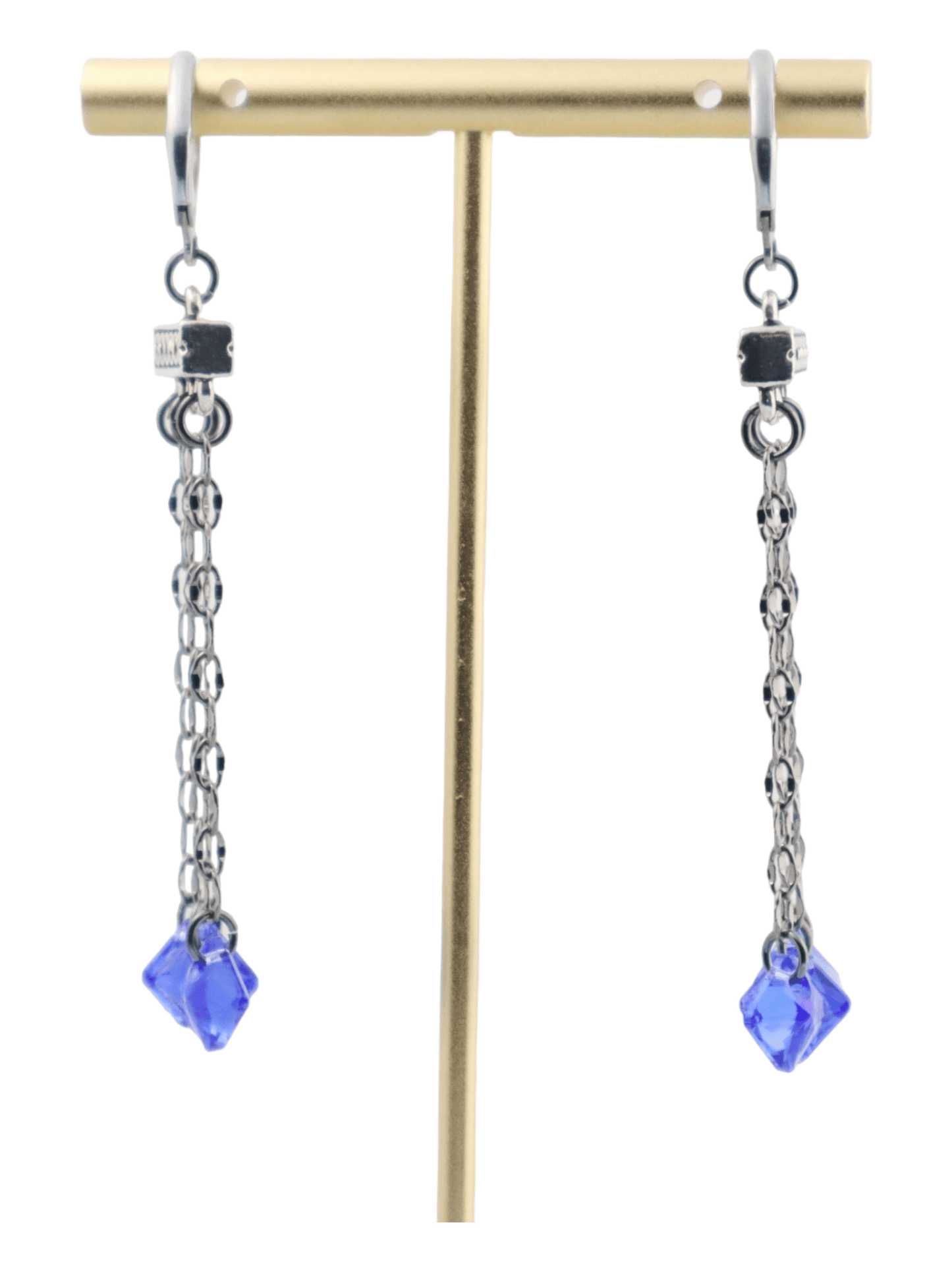 Blue-Sapphire-Silver-Earrings---Hypoallergenic-Earrings---SIDE-VIEW--Kaleidoscopes-and-Polka-Dots
