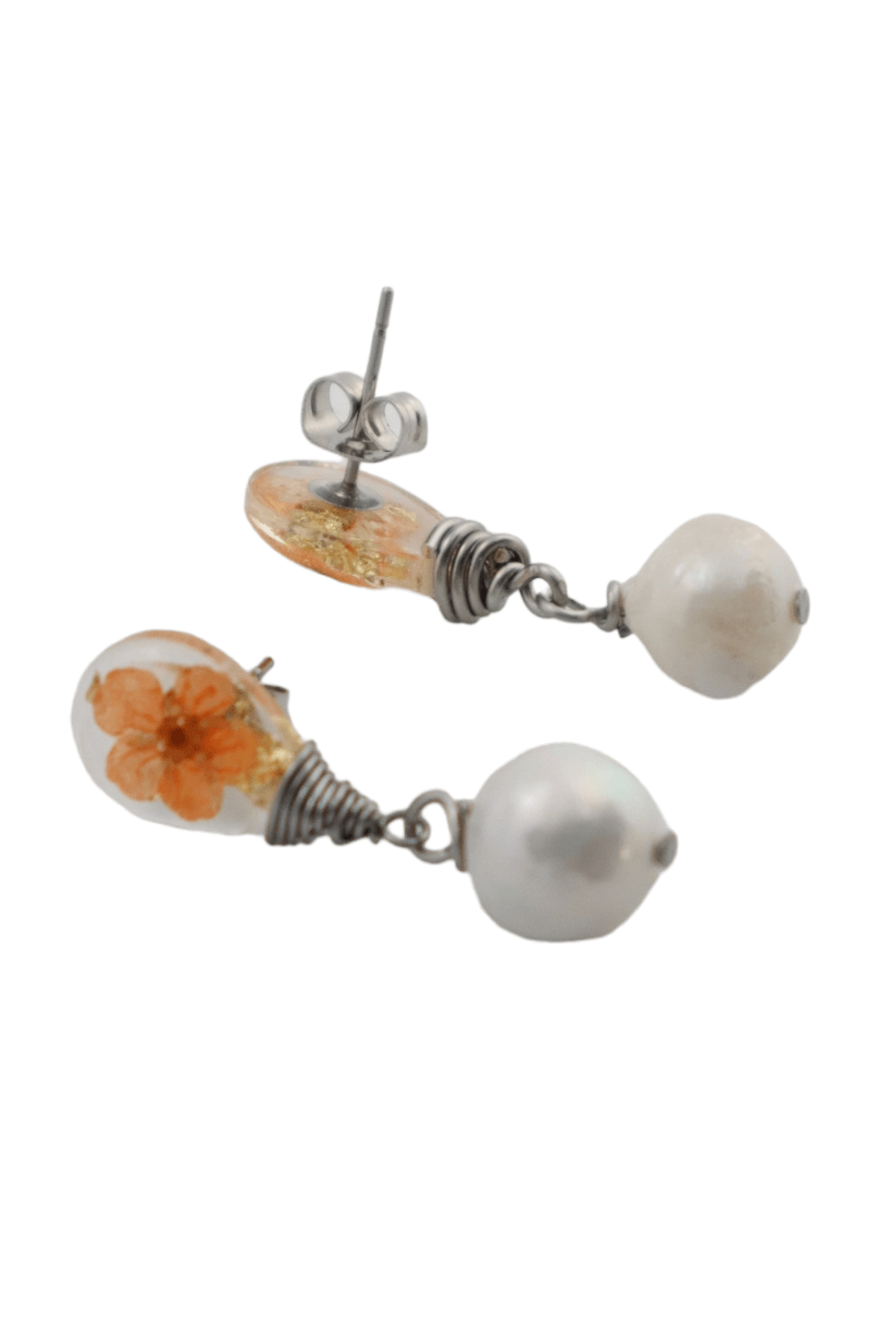 Drop-pearl-earrings---romantic-jewelry---flower-jewelry---Kaleidoscopes-And-Polka-Dots