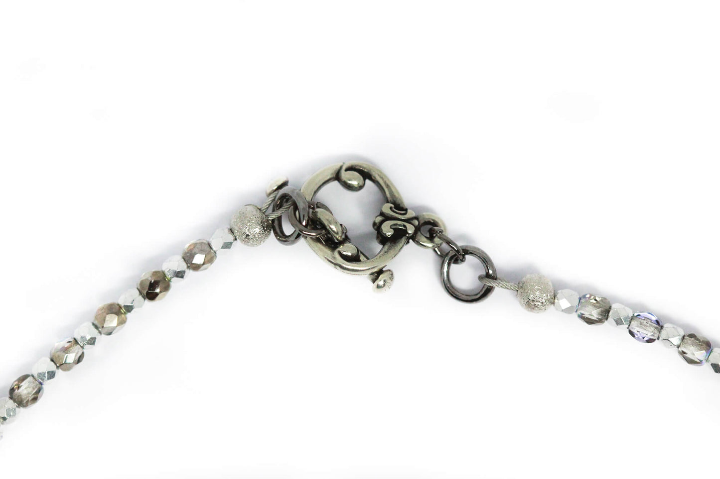 Elegant Clear Crystal & Silver Heart Necklace - Pewter Clasp