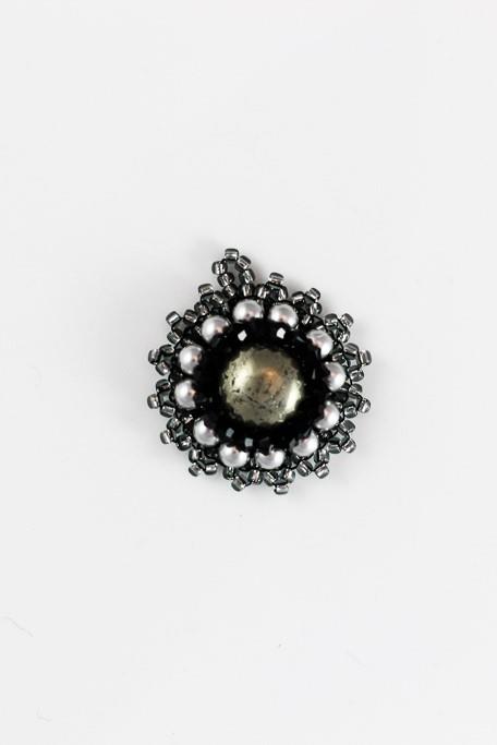 Pyrite Necklace Bezel With Swarovski Crystal Accents