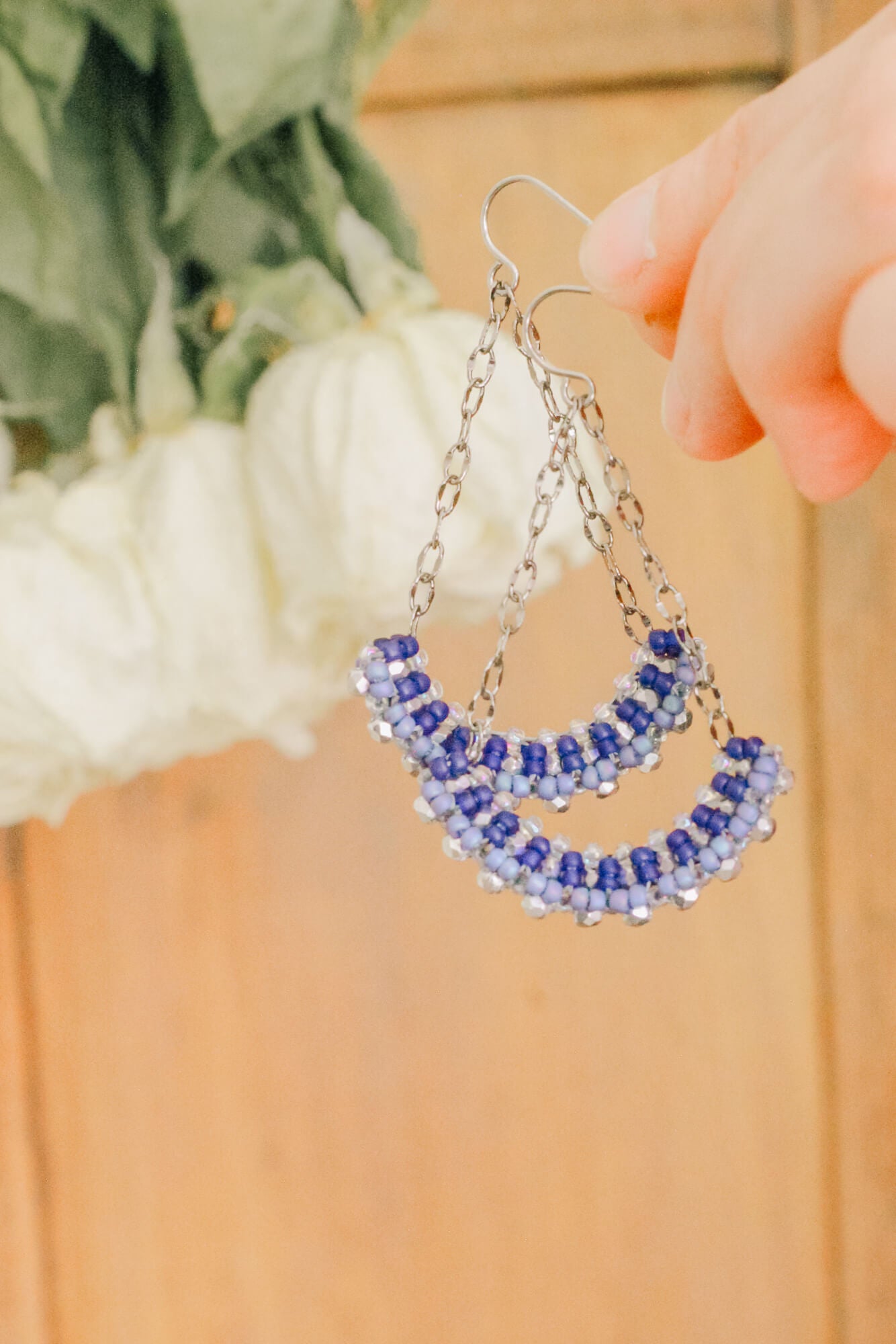 Classic Blue Handmade Long Drop Earrings