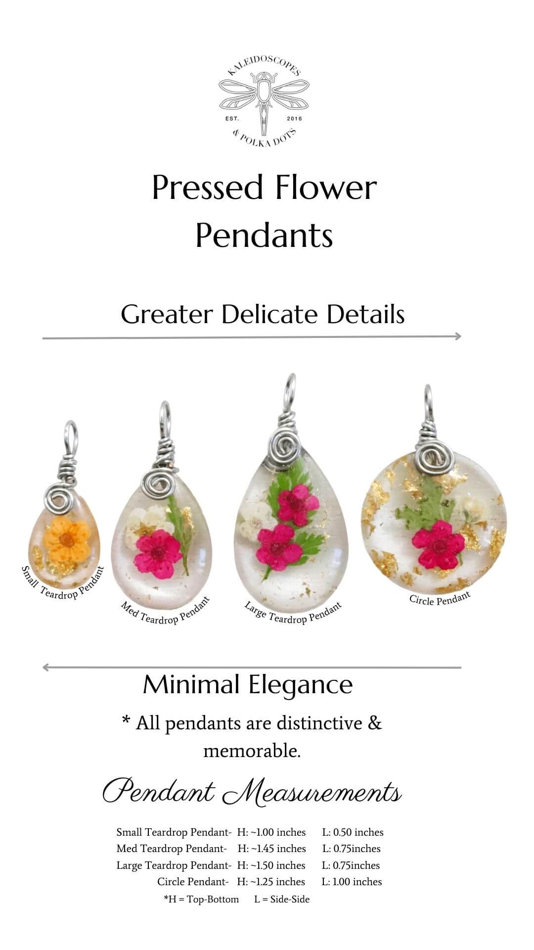 Pressed Flower Pendants by Kaleidoscopes And Polka Dots - What to expect given the size of each pendant.
