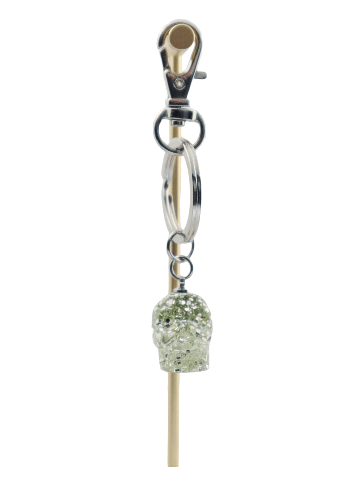 Skull-Charm---Silver-Small-Glittery-Halloween-Skull-Keychain---Kaleidoscopes-And-Polka-Dots