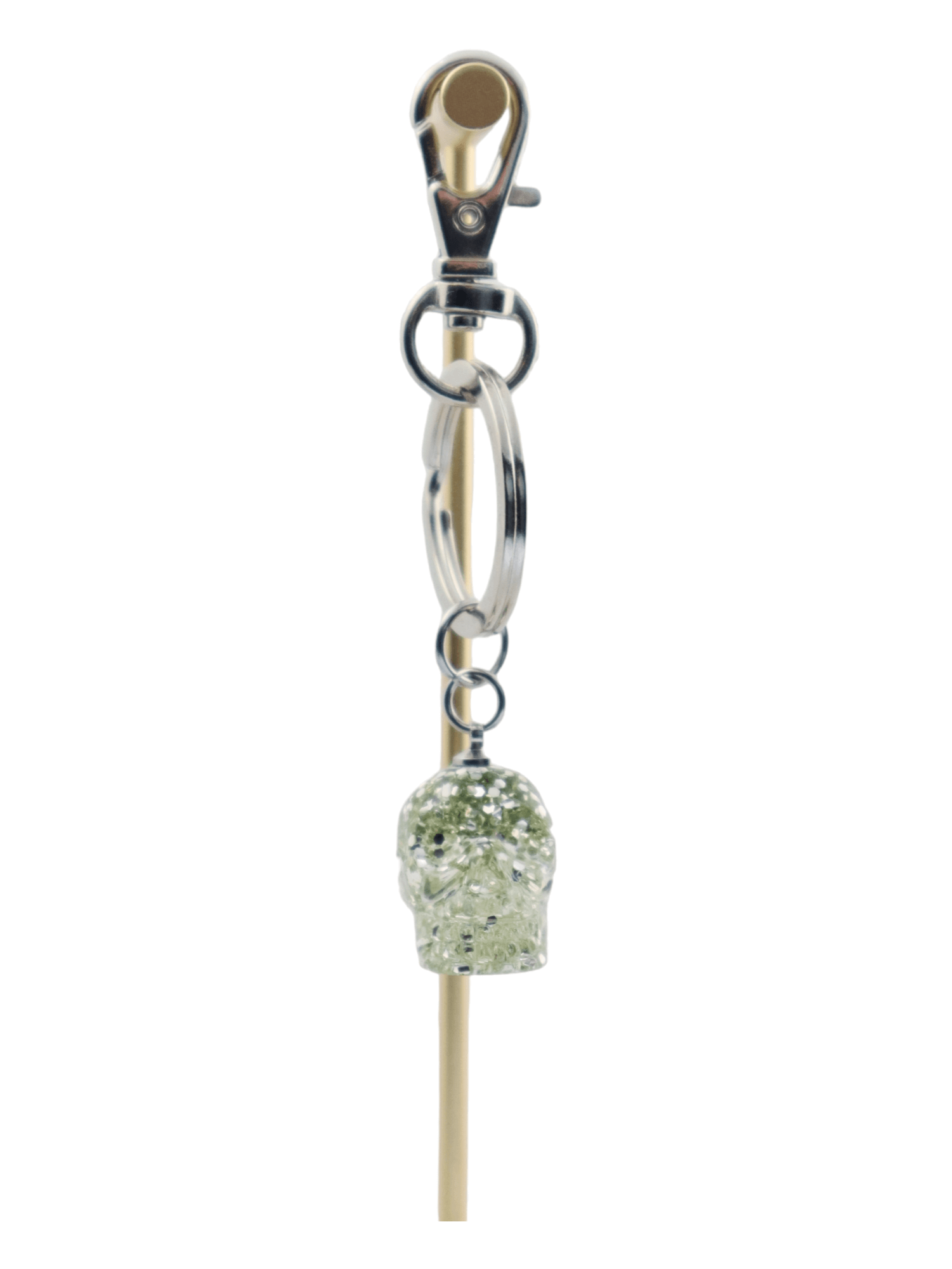 Skull-Charm---Silver-Small-Glittery-Halloween-Skull-Keychain---Kaleidoscopes-And-Polka-Dots
