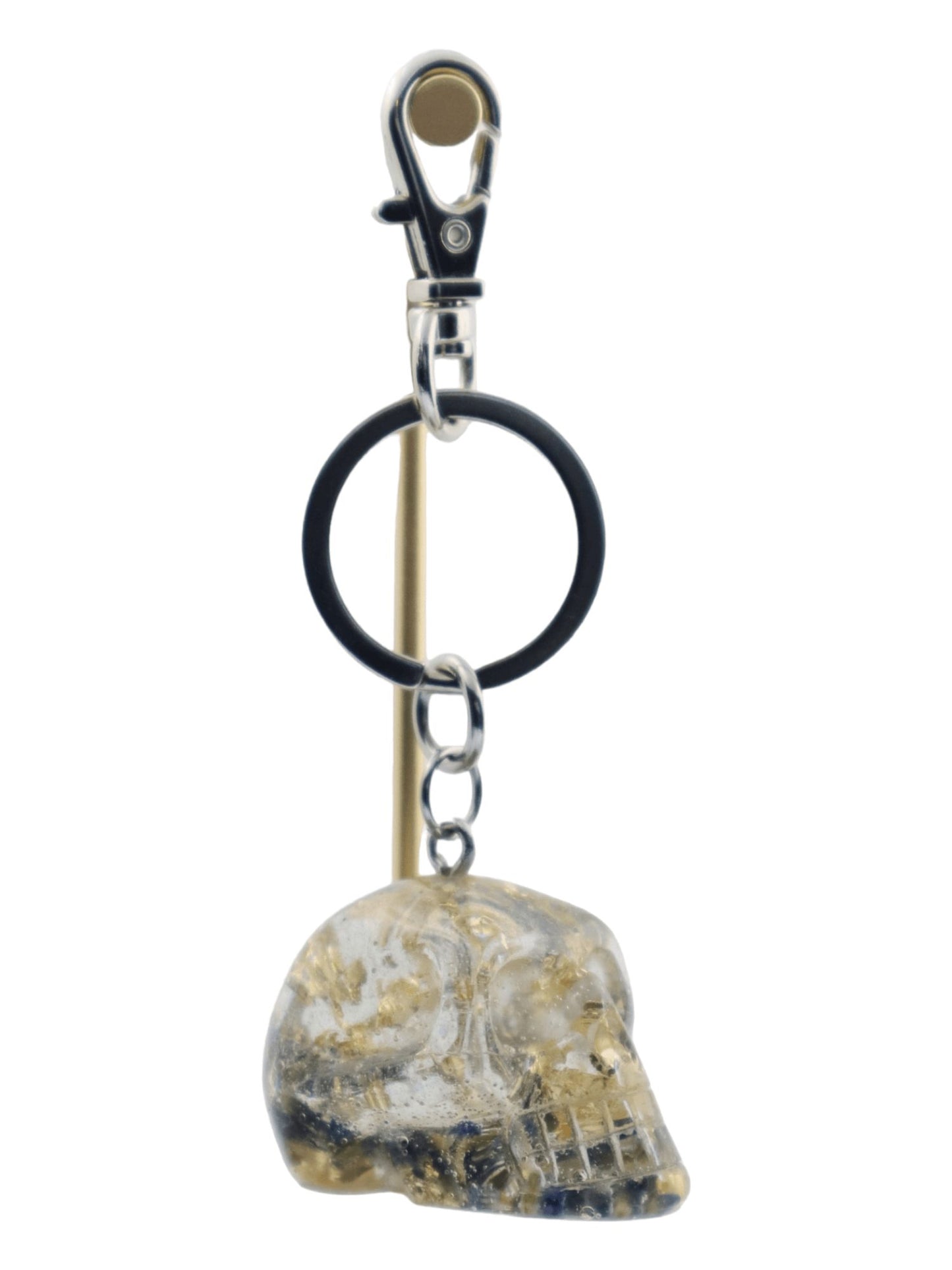 Skull-Keychains---Gold-&-Lavender-Glittery-Skull-Keychain---SIDE---Kaleidoscopes-And-Polka-Dots