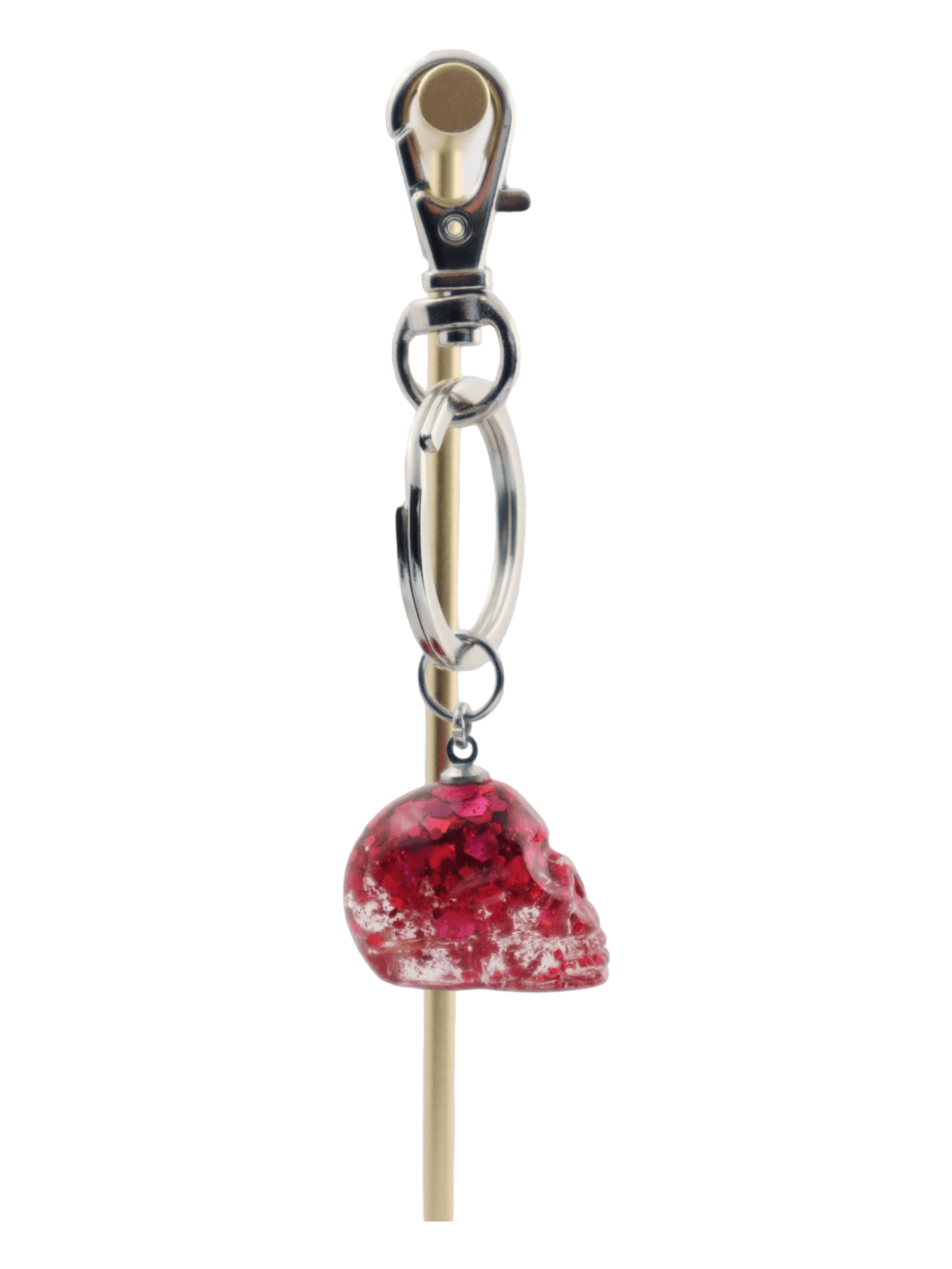 Glittery-Skull-Charm---Pink-Small-Glittery-Halloween-Skull-Keychain-SIDE-Kaleidoscopes-And-Polka-Dots