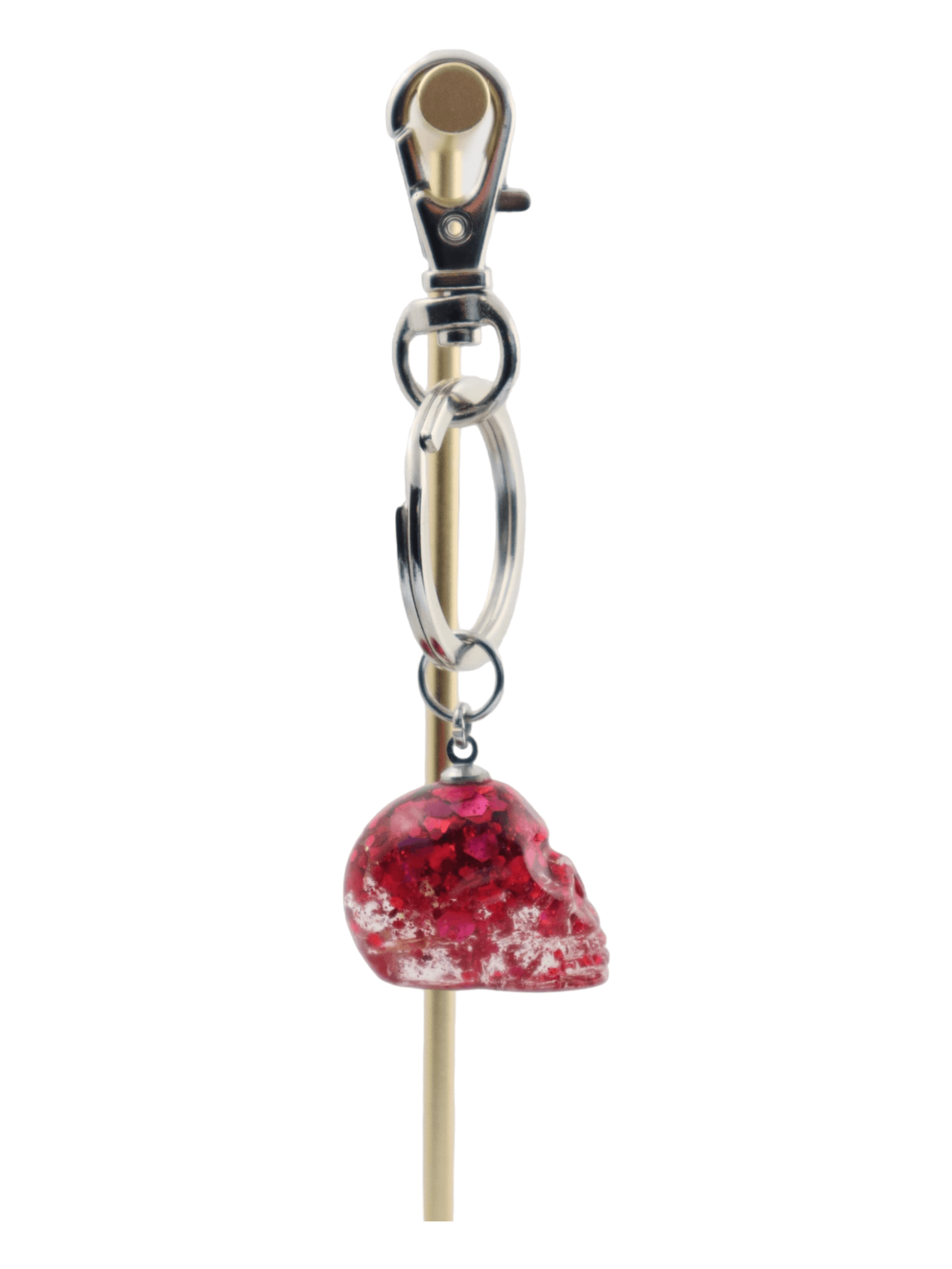 Glittery-Skull-Charm---Pink-Small-Glittery-Halloween-Skull-Keychain-SIDE-Kaleidoscopes-And-Polka-Dots