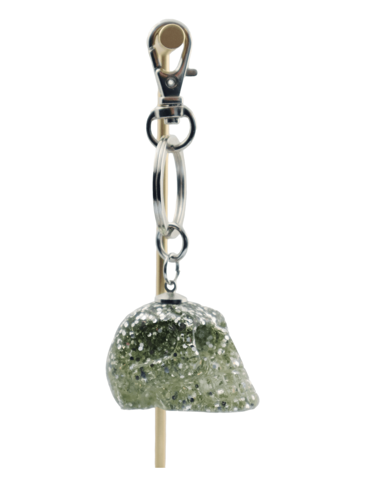 Skull-Keychains---SILVER-Med-Glittery-Skull-Keychain---Side---Kaleidoscopes-And-Polka-Dots