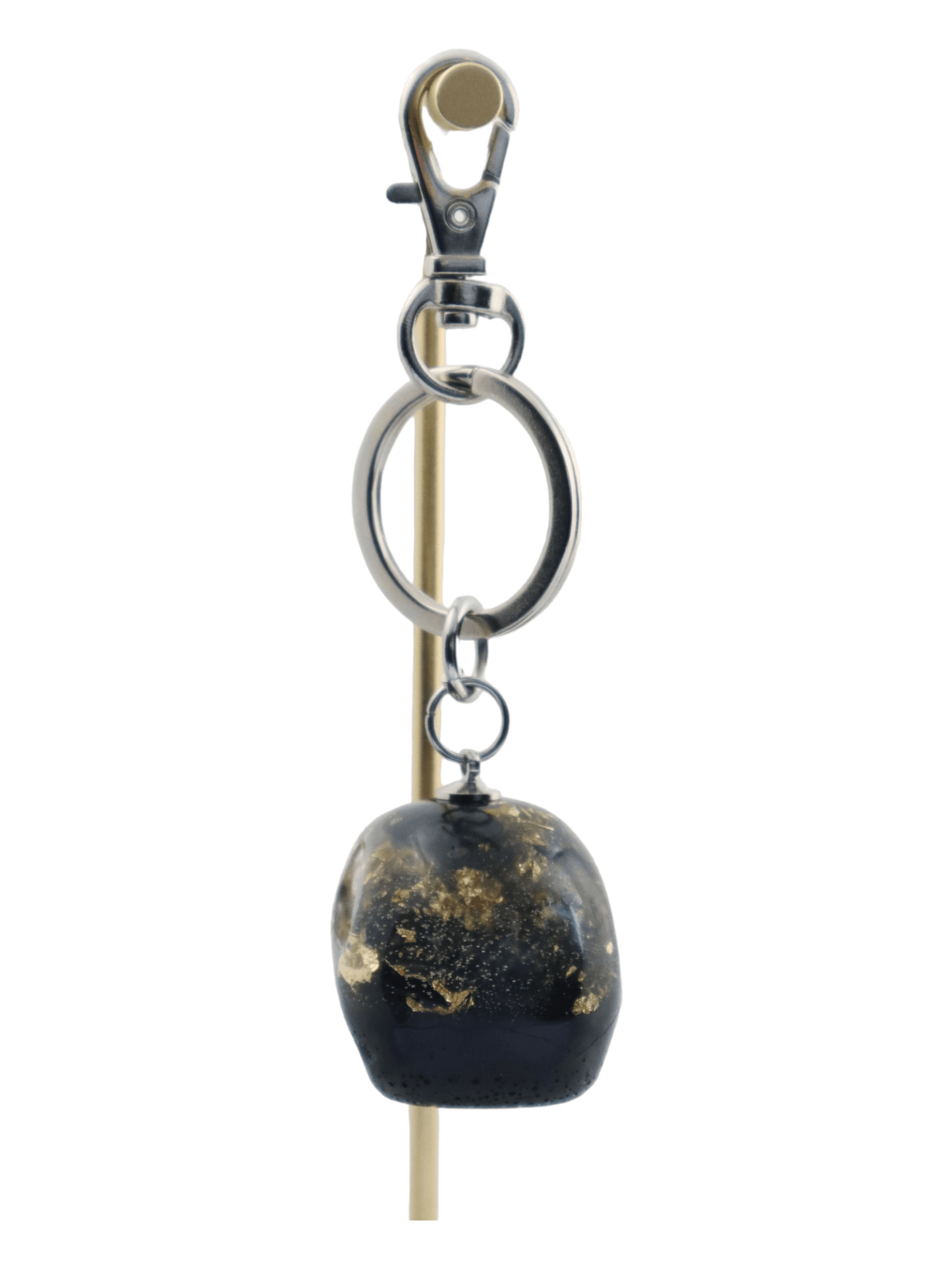 Skull-Keychains---Gold-&-Black-Med-Glittery-Skull-Keychain---BACK---Kaleidoscopes-And-Polka-Dots