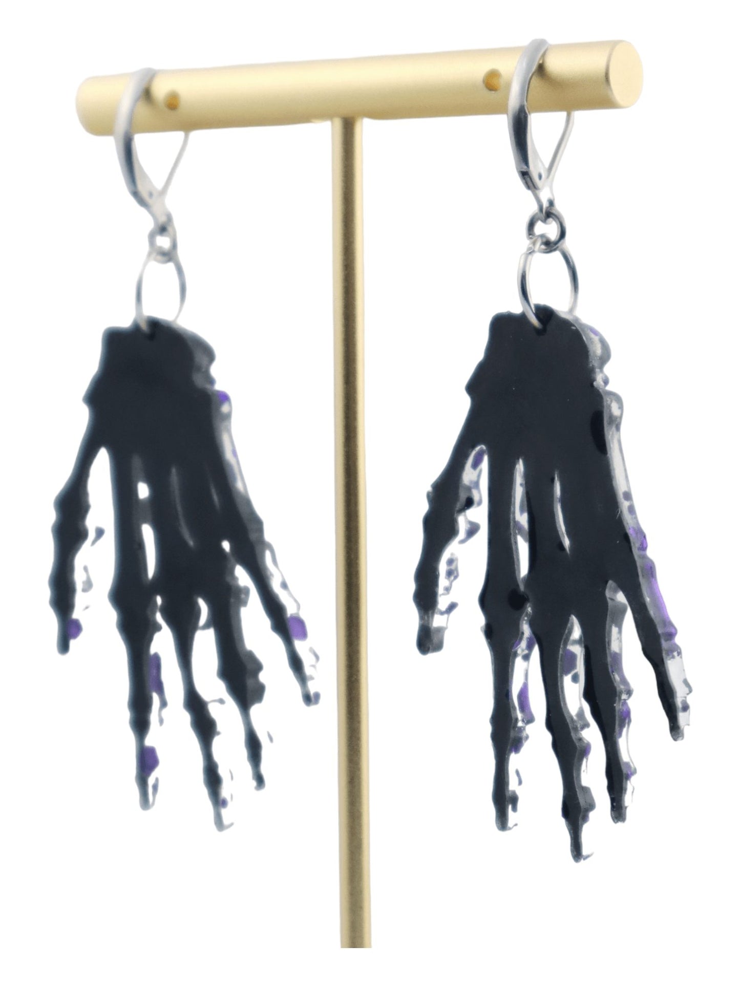 Skeleton-Hand-Earrings---PURPLE-Glittery-Halloween-Earrings---BACK---Kaleidoscopes-And-Polka-Dots