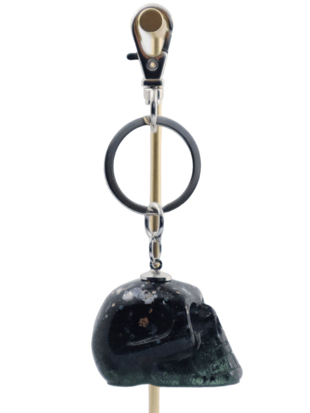 Skull-Keychains---Chrome-Med-Glittery-Skull-Keychain----SIDE---Kaleidoscopes-And-Polka-Dots