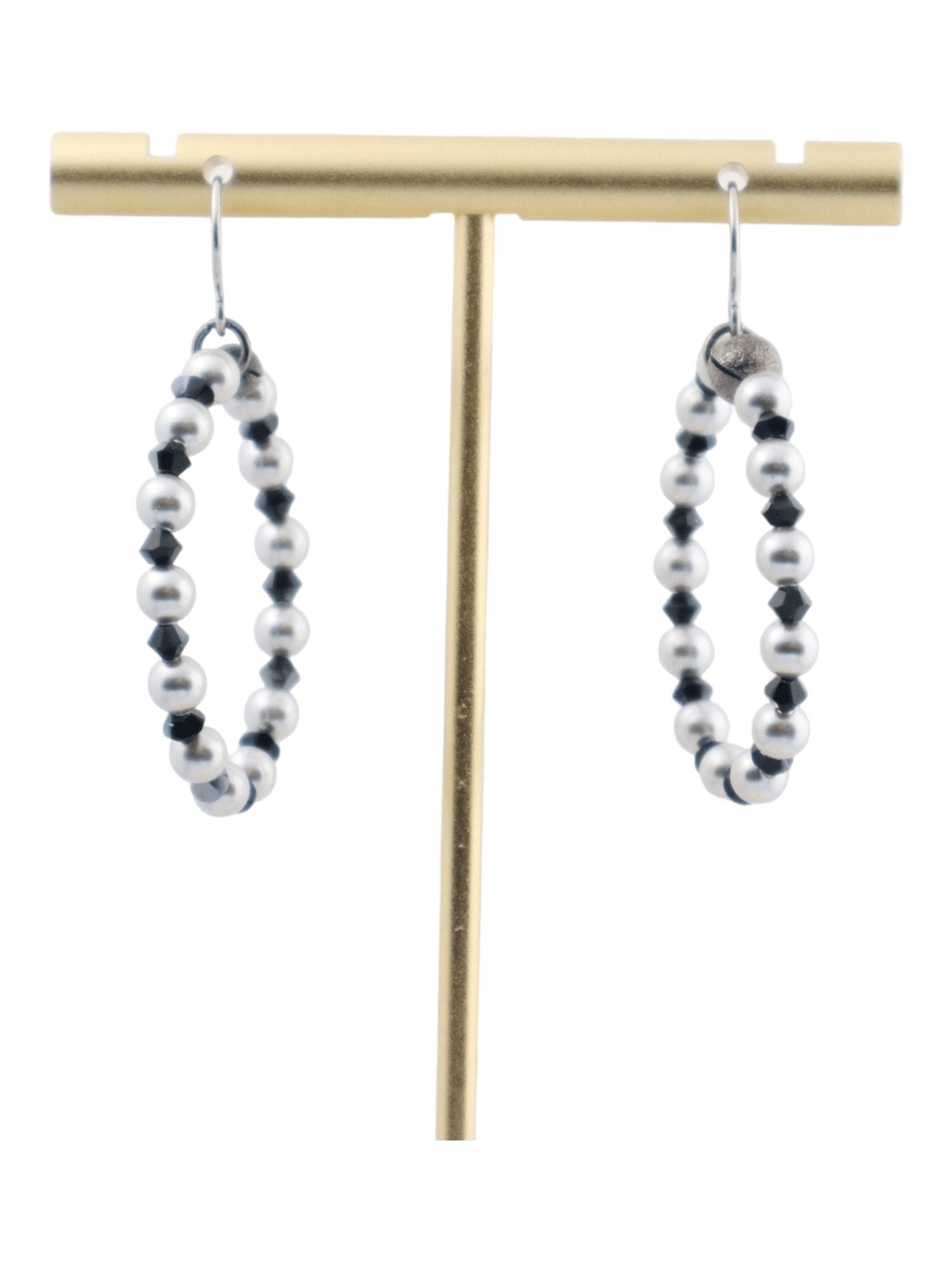 Silver-Pearl-Hoop-Earrings---Silver-Swarovski-Pearls---Kaleidoscopes-And-Polka-Dots