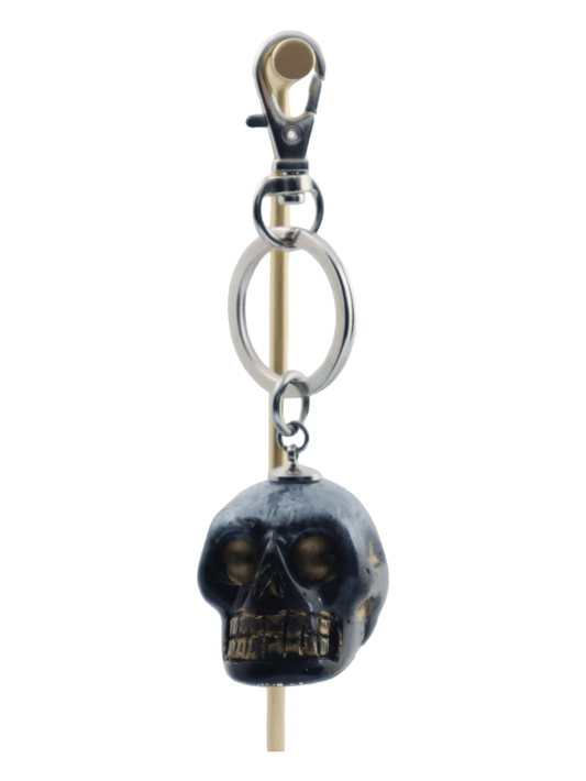 Skull-Keychains---White-Haze-Med-Glittery-Skull-Keychain---Kaleidoscopes-And-Polka-Dots