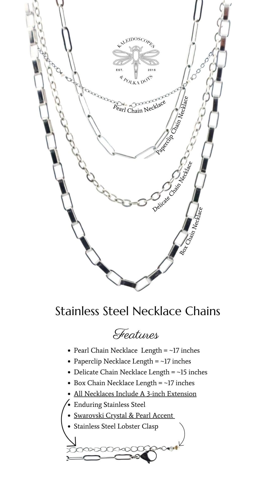Stainless-Steel-Chain-Necklaces-Handmade-Designer-Necklaces-Kaleidoscopes-And-Polka-Dots