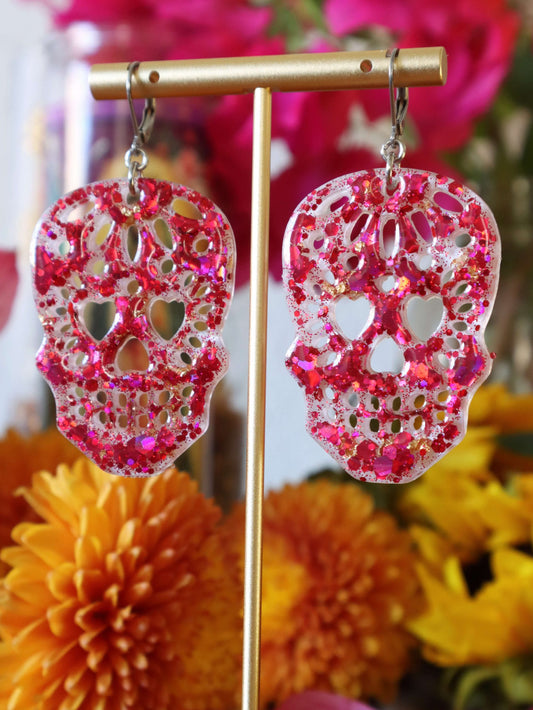 glittery-pink-and-white-sugar-skull-dangle-earrings-by-kaleidoscopes-and-polka-dots