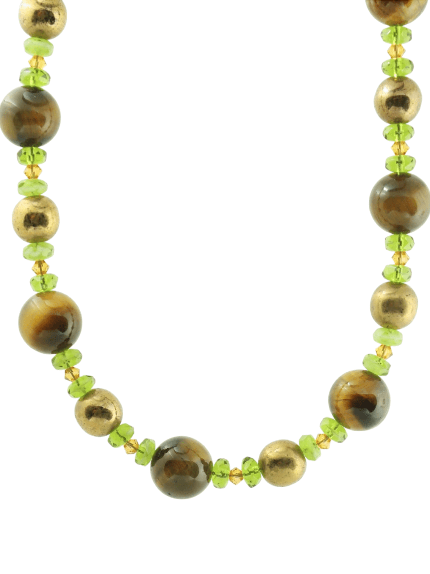 Tigers Eye Boho Beaded Statement Necklace - Kaleidoscopes And Polka Dots