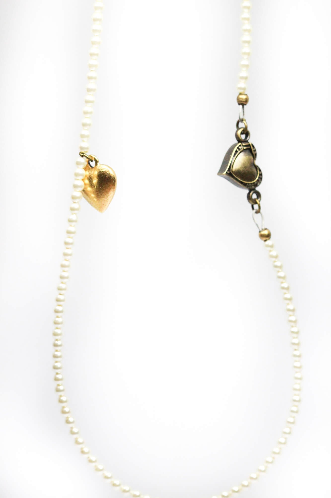 Vintage Inspired Gold Heart Pearl Necklace