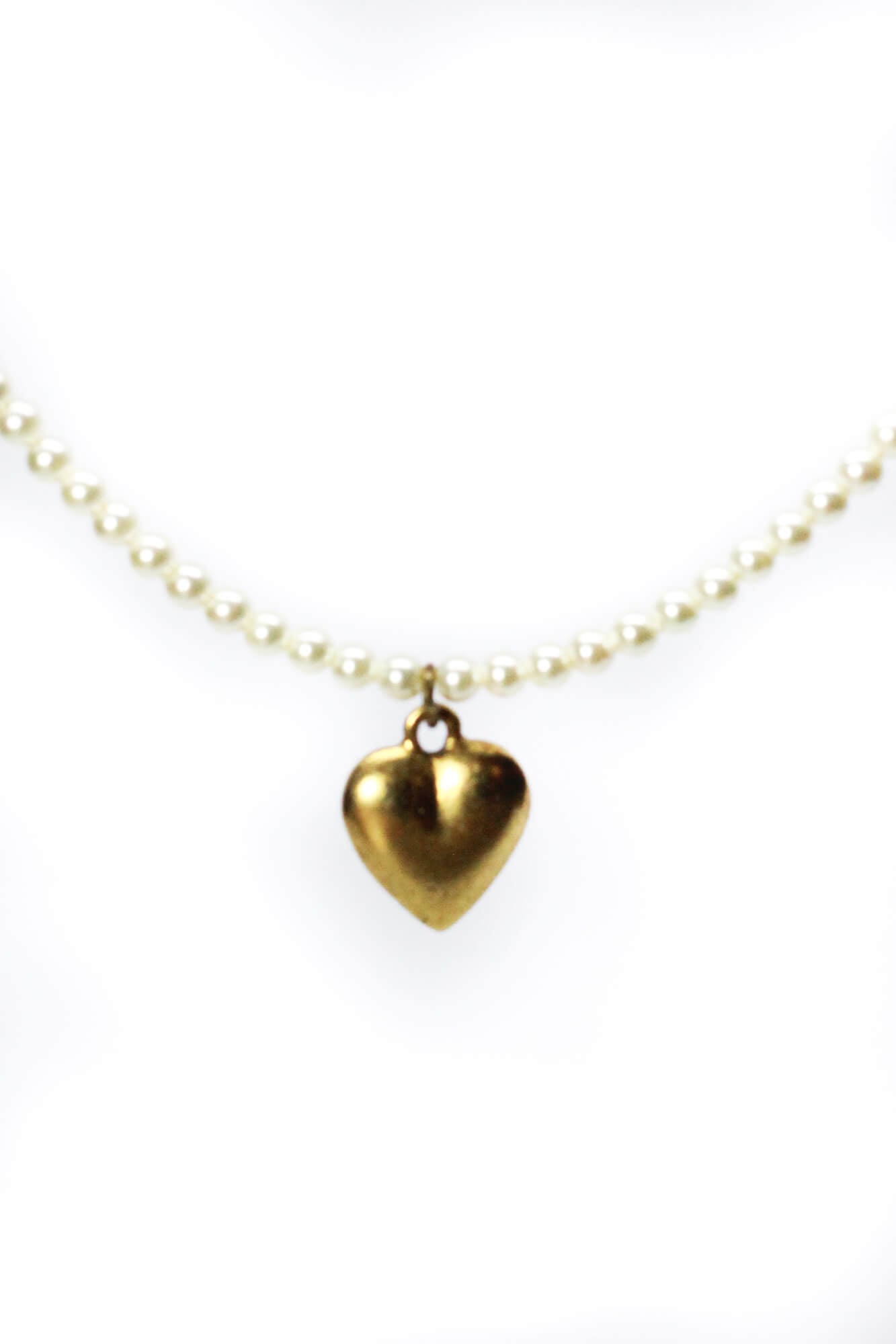 Vintage Inspired Gold Heart Pearl Necklace