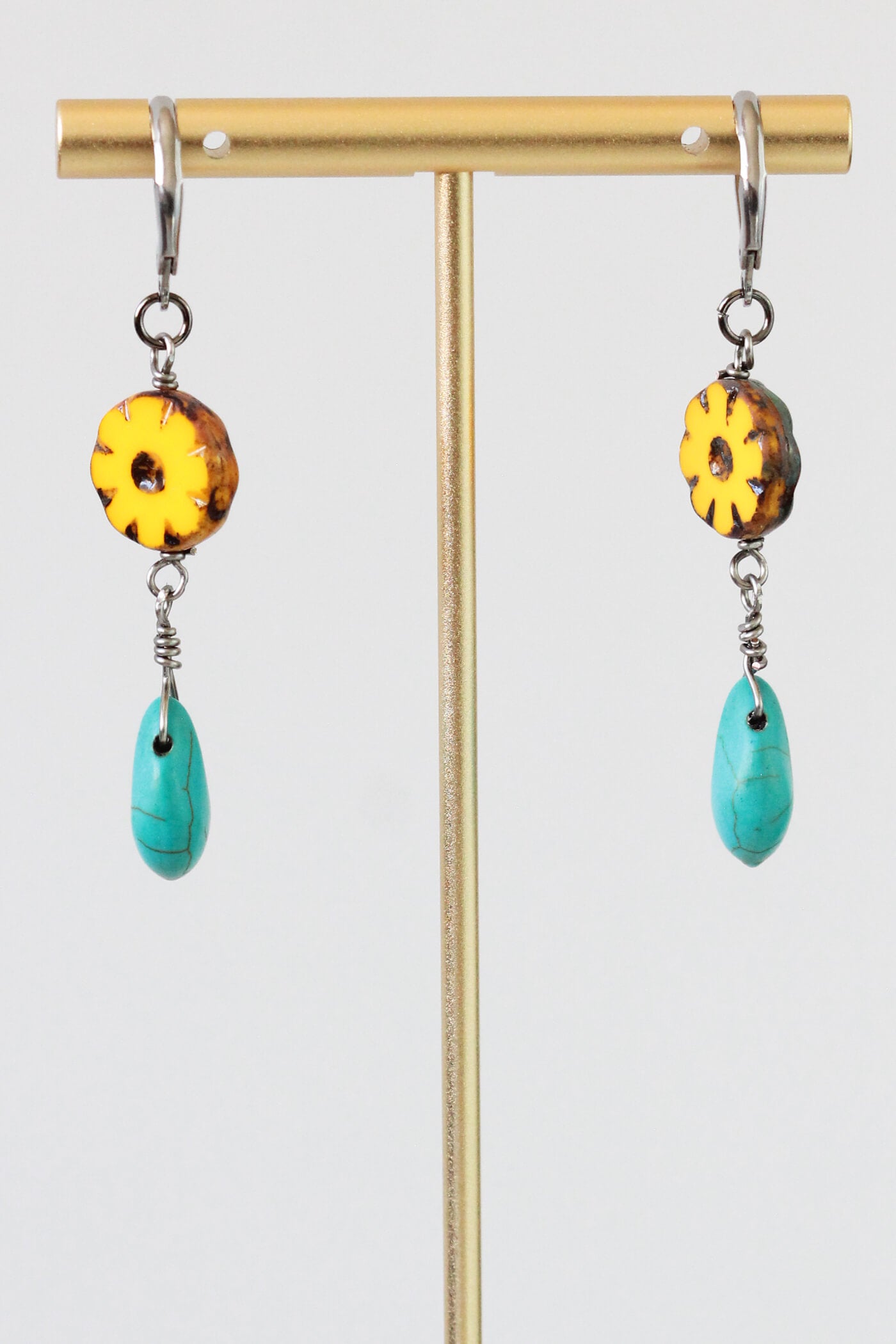 Gold Flower Earrings by Kaleidoscopes And Polka Dots