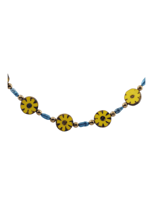Yellow-Flower-Necklace-Boho-Beaded-Necklace---Kaleidoscopes-And-Polka-Dots