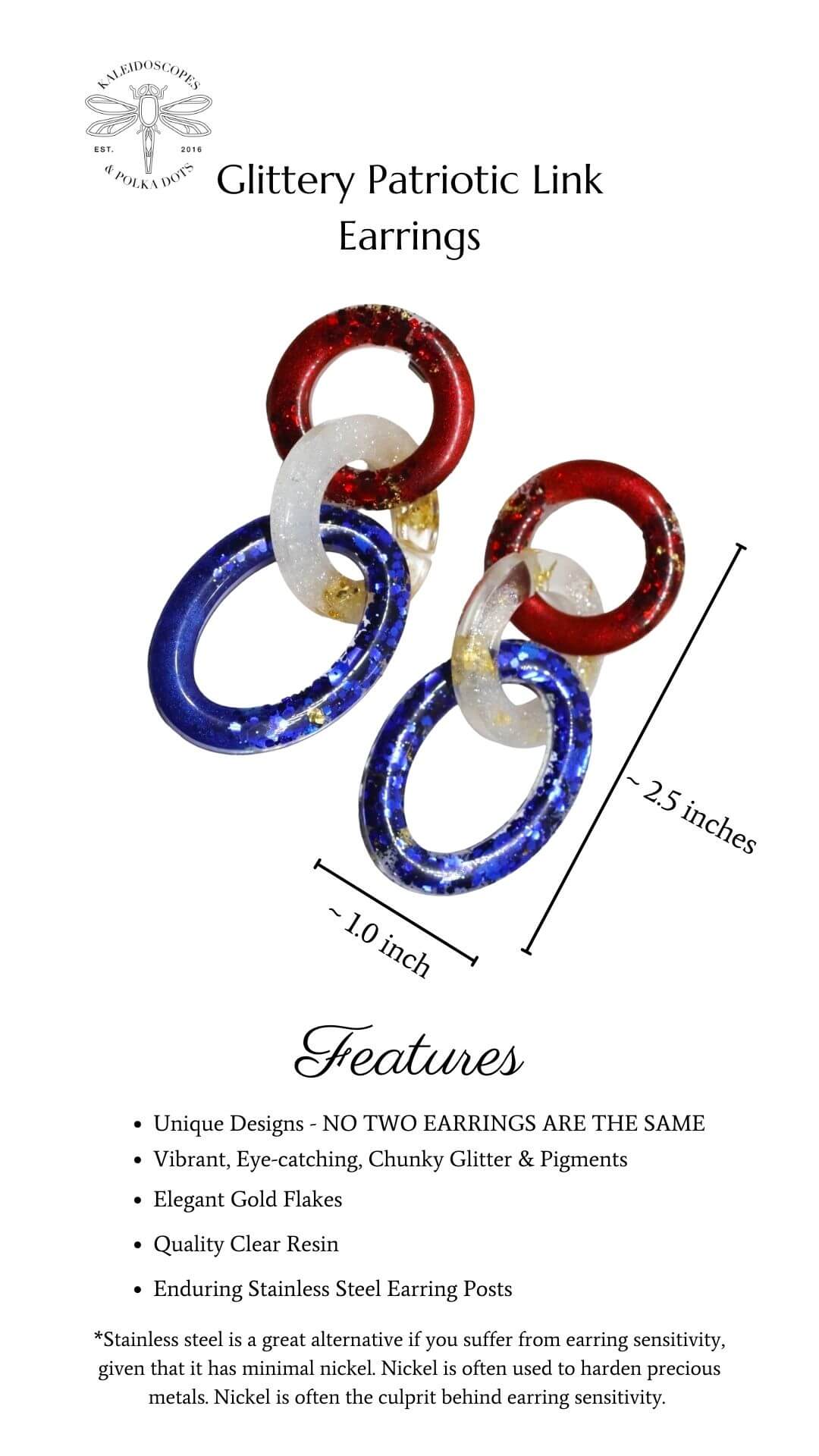 glittery-patriotic-link-earrings---link-earrings---red-white-and-blue-earrings---kaleidoscopes-and-polka-dots