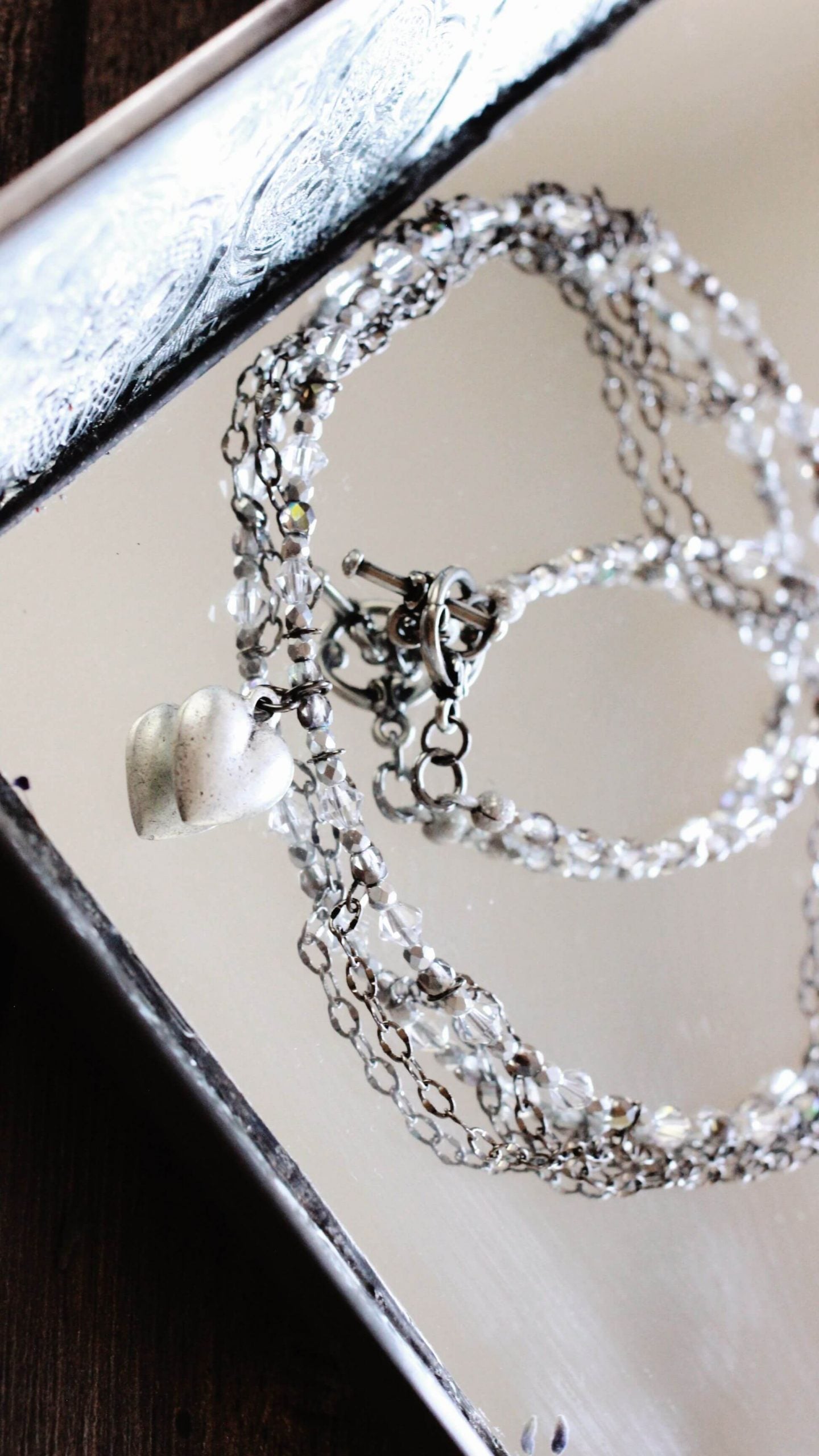 Silver Heart Crystal Necklace