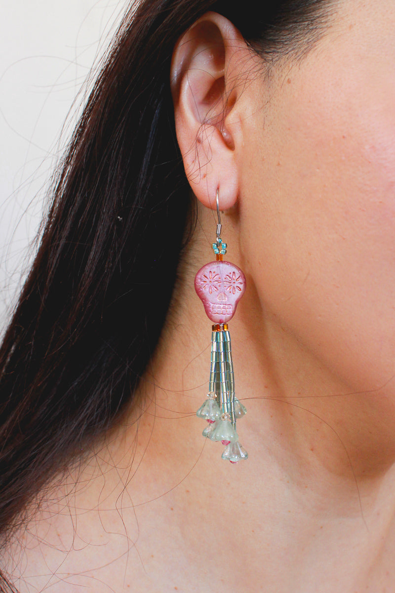 Pink Sugar Skull Earrings by Kaleidoscopes And Polka Dots
