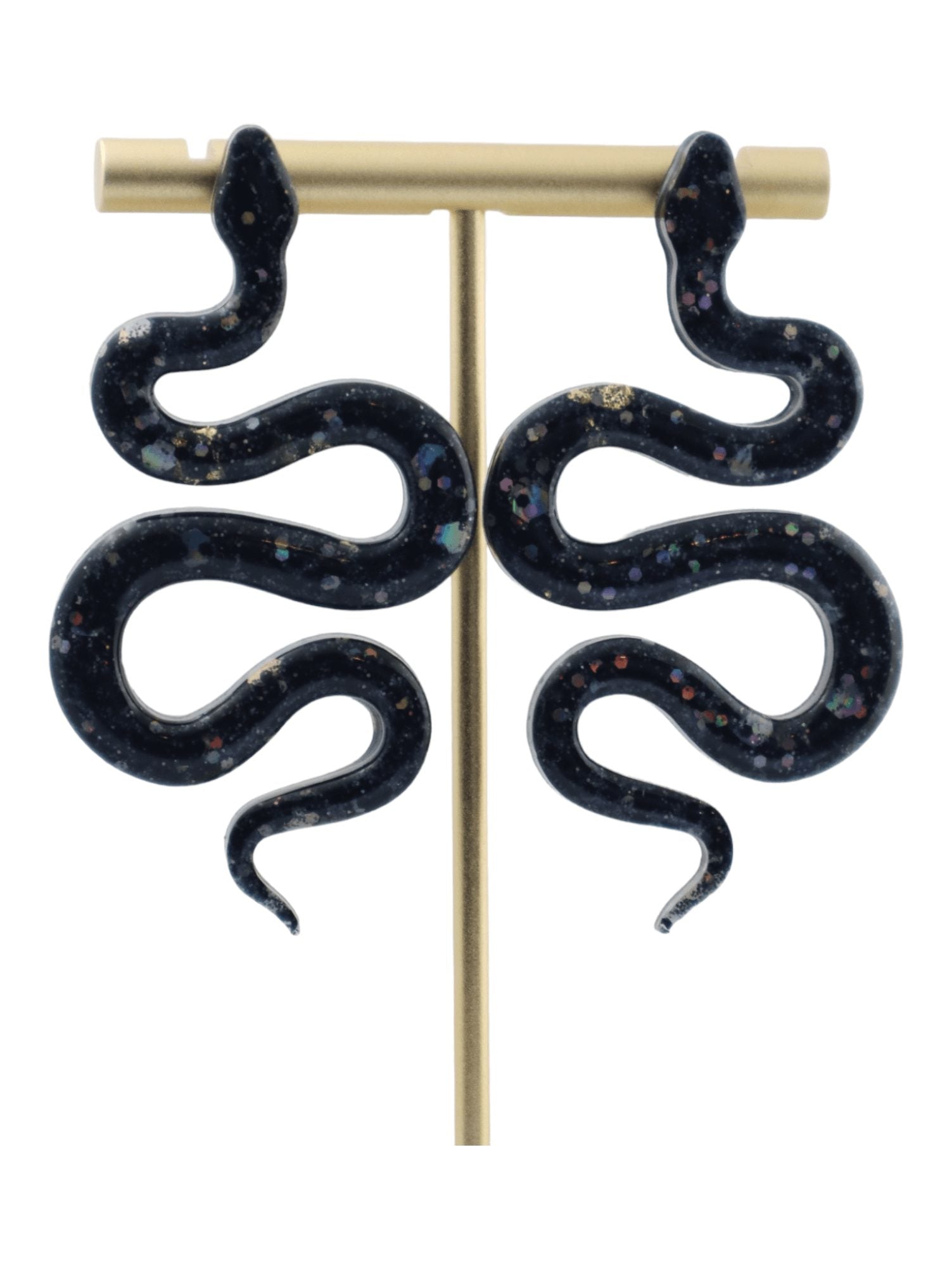 BLACK-Snake-Earrings---Glittery-Halloween-Snake-Earrings---Kaleidoscopes-And-Polka-Dots