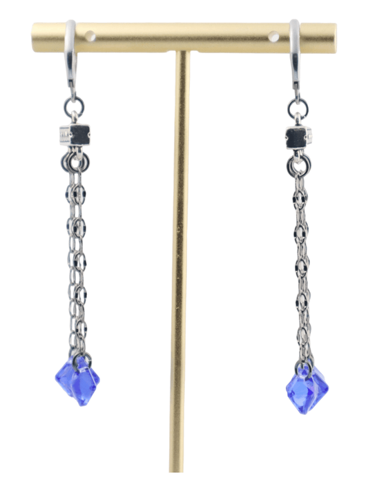 Blue-Sapphire-Silver-Earrings---Hypoallergenic-Earrings---SIDE-VIEW--Kaleidoscopes-and-Polka-Dots