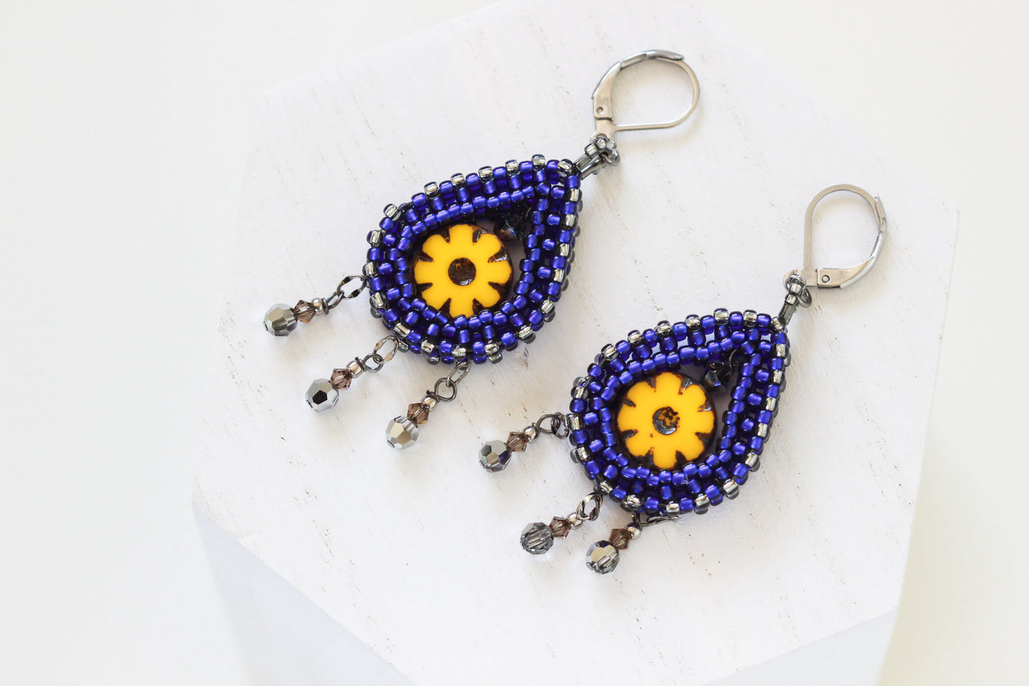 Blue Flower Earrings by Kaleidoscopes And Polka Dots