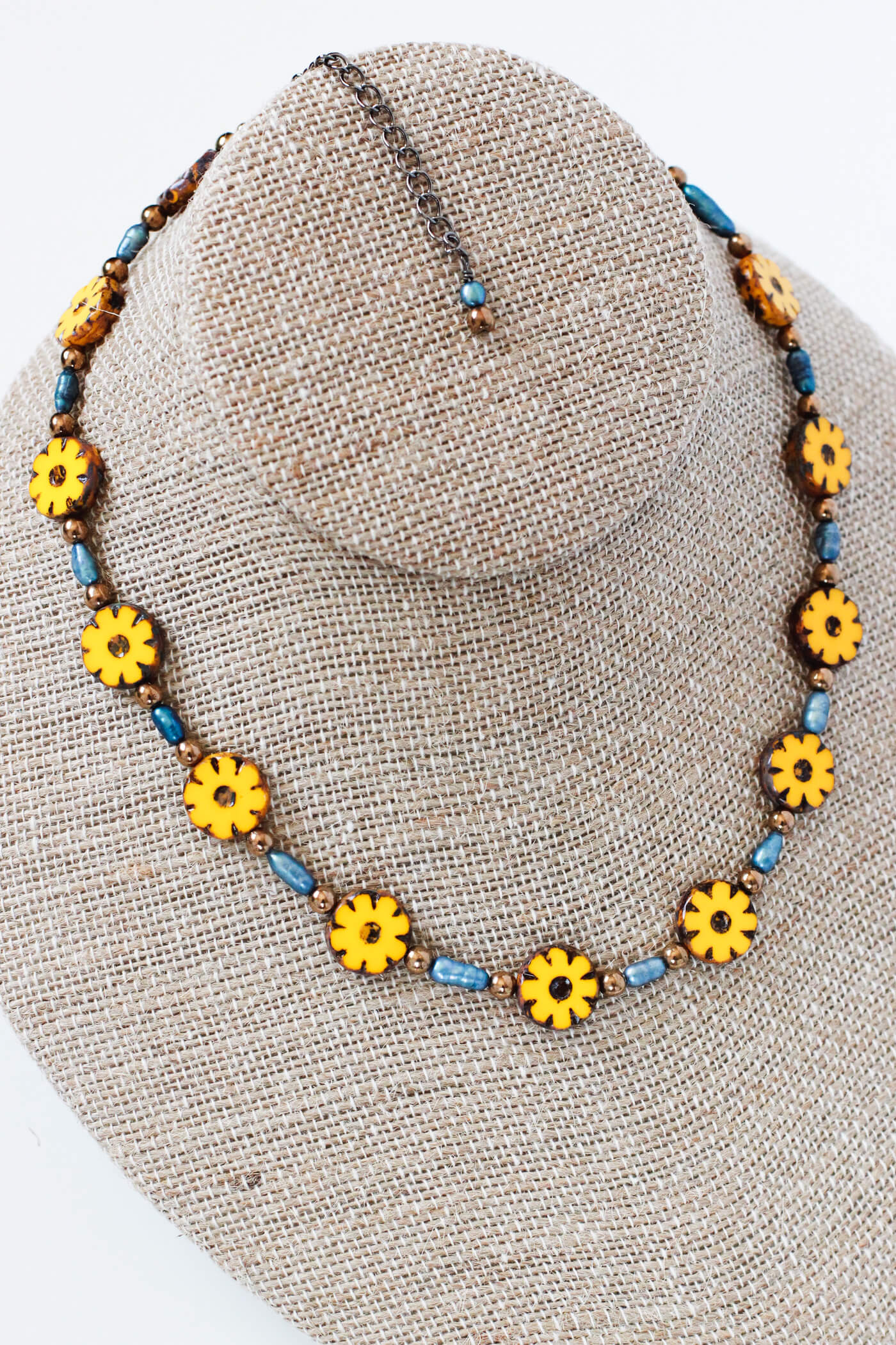 Yellow Flower Necklace by Kaleidoscopes And Pola Dots