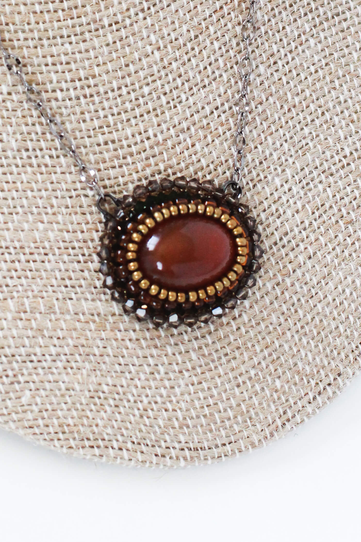 Carnelian Beaded Bezel Necklace - A Gemstone Necklace by Kaleidoscopes And Polka Dots