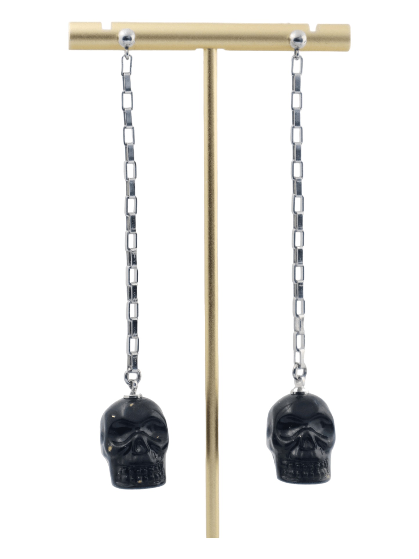 Dangle-Skull-Earrings---BLACK---Glittery-Halloween-Earrings---Front---Kaleidoscopes-And-Polka-Dots