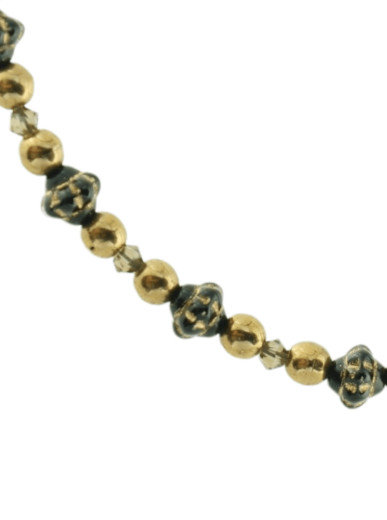 Delicate Bronze Beaded Necklace With Glass And Crystal Beads - Kaleidoscopes And Polka Dots