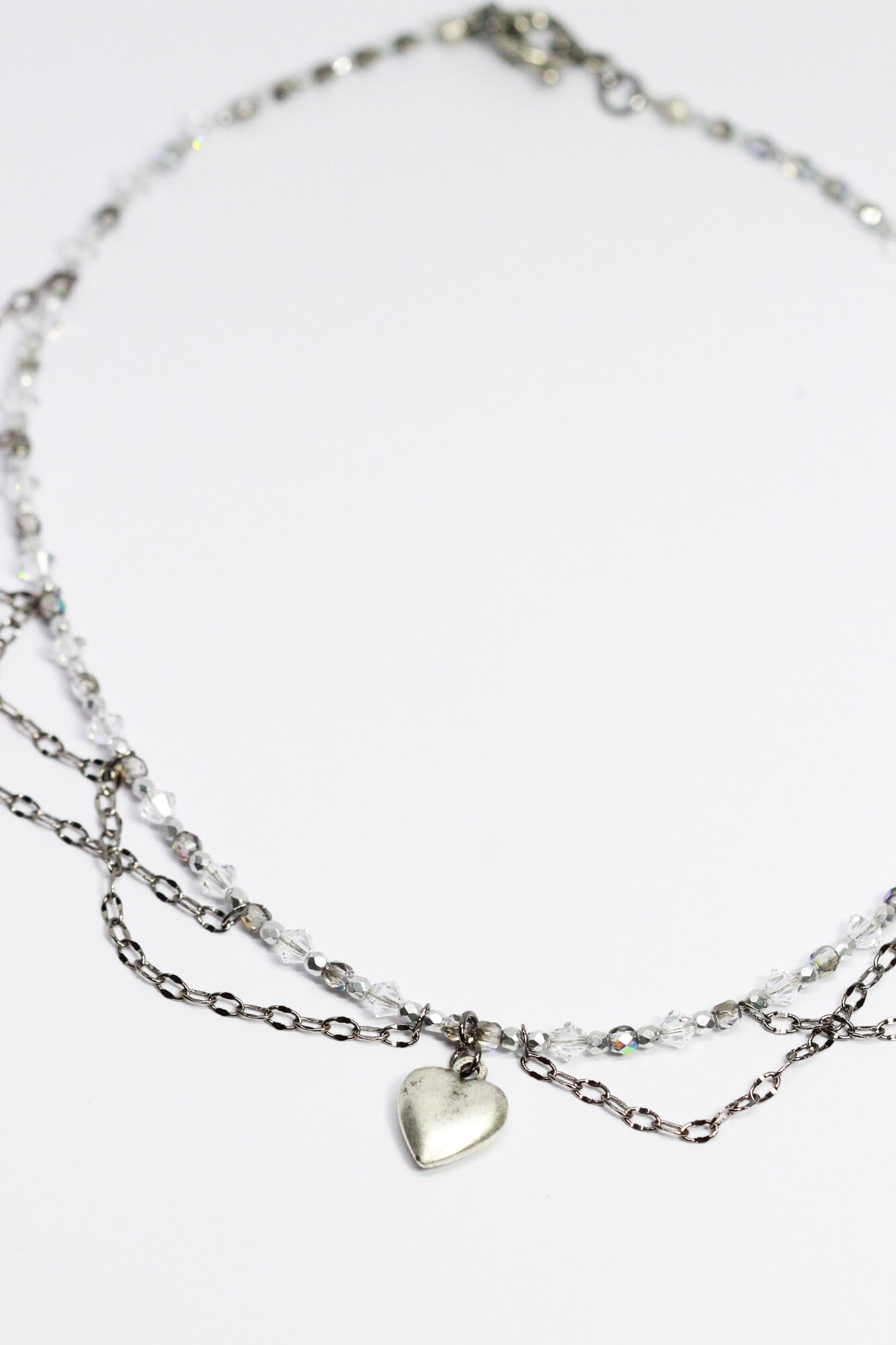 Silver heart necklace with clear Swarovski Crystal Accents