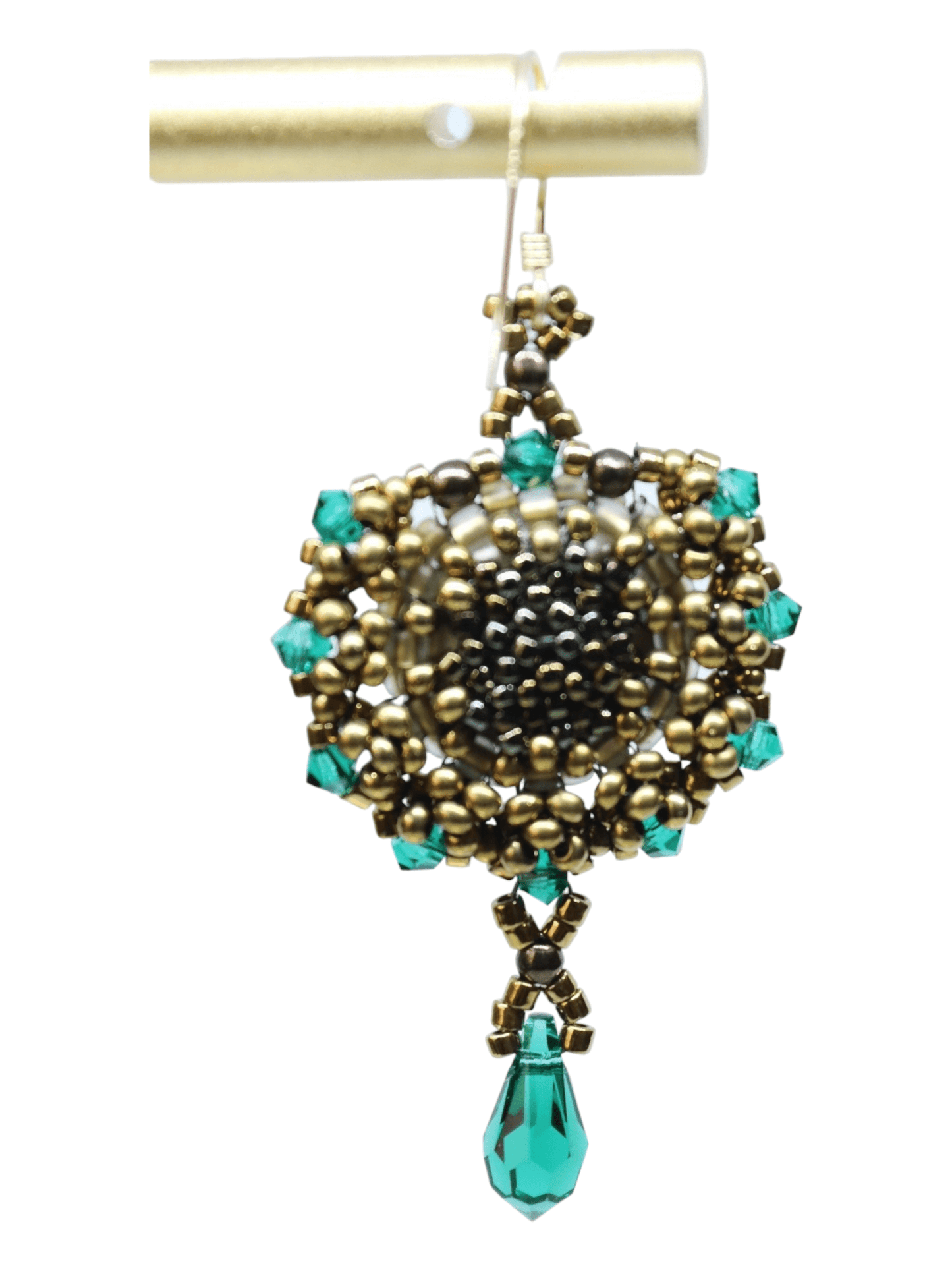 Emerald Green Crystal Dangle Beaded Earrings