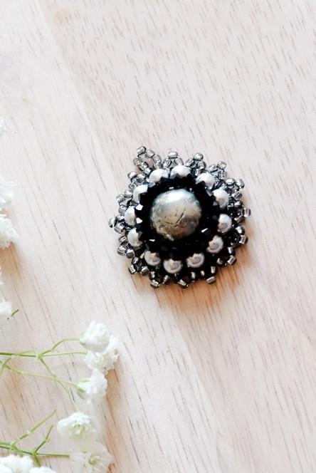 Handmade Designer Pyrite Black Bead Pendant