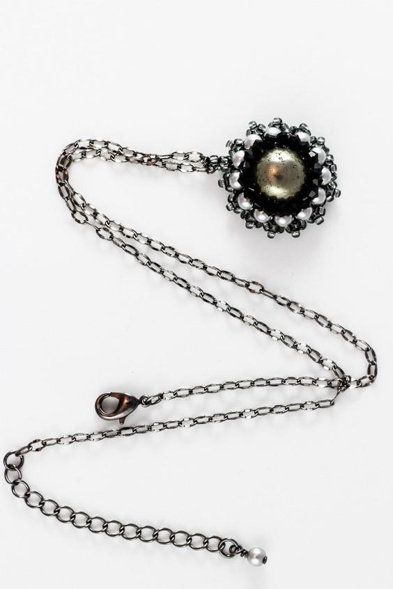 Handmade Designer Pyrite Gemstone Beaded Pendant Necklace