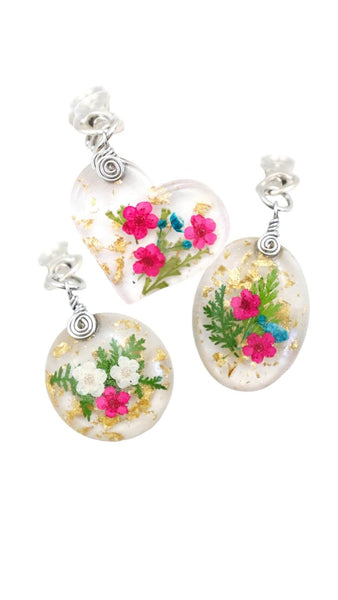 My Store Flower Resin Charms - Elegant Flower Planner & Keychain Charms Circle Flower Charm