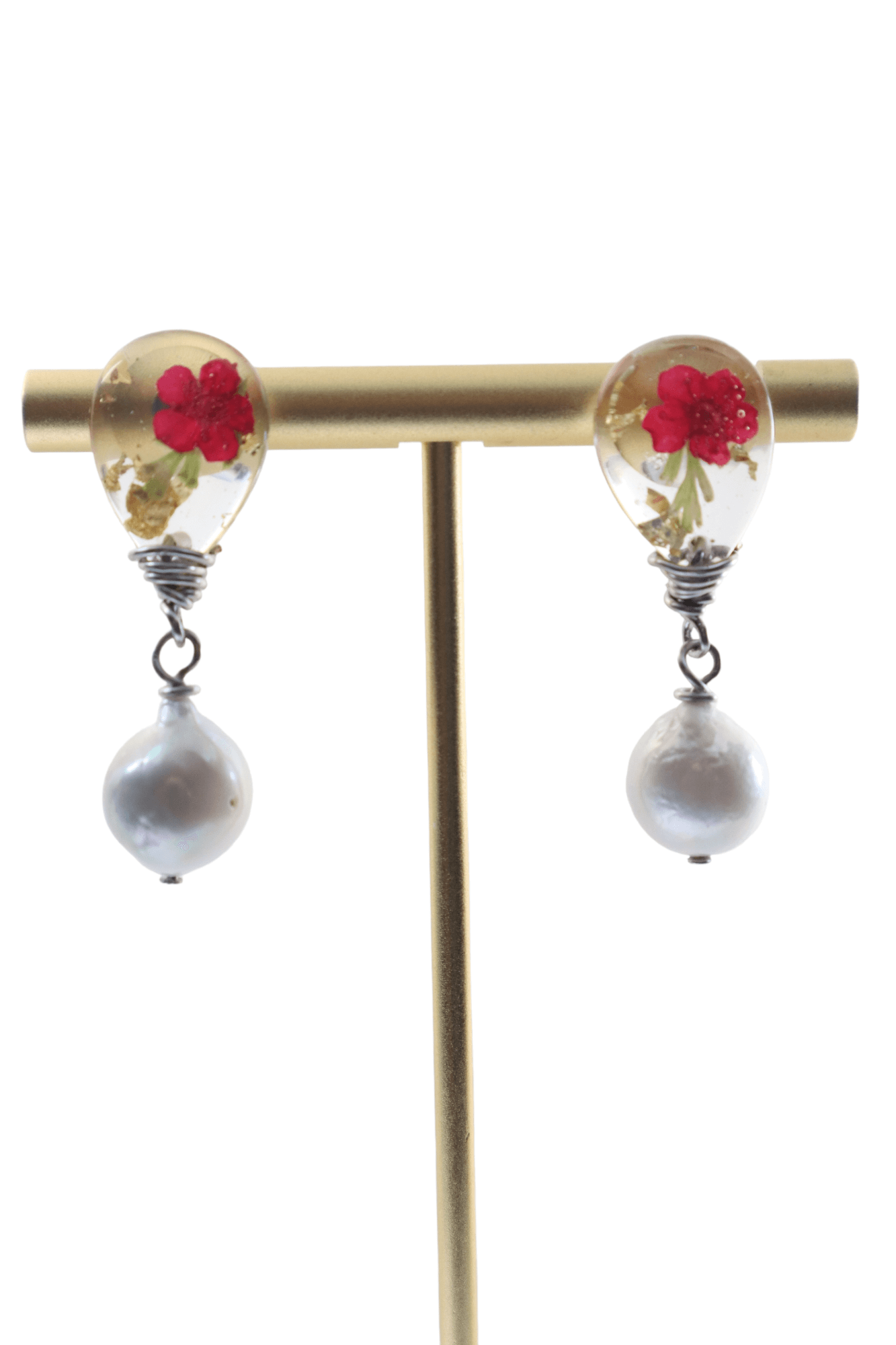 Flower-earrings-flower-jewelry-pressed-flower-earrings-Kaleidoscopes-And-Polka-Dots