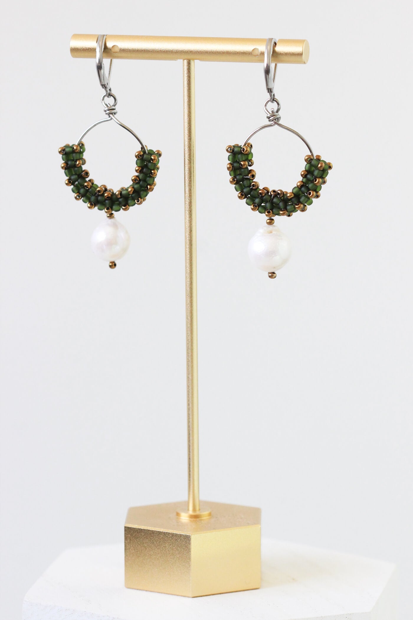 Green Hoop Statement Earrings  by Kaleidoscopes And Polka Dots