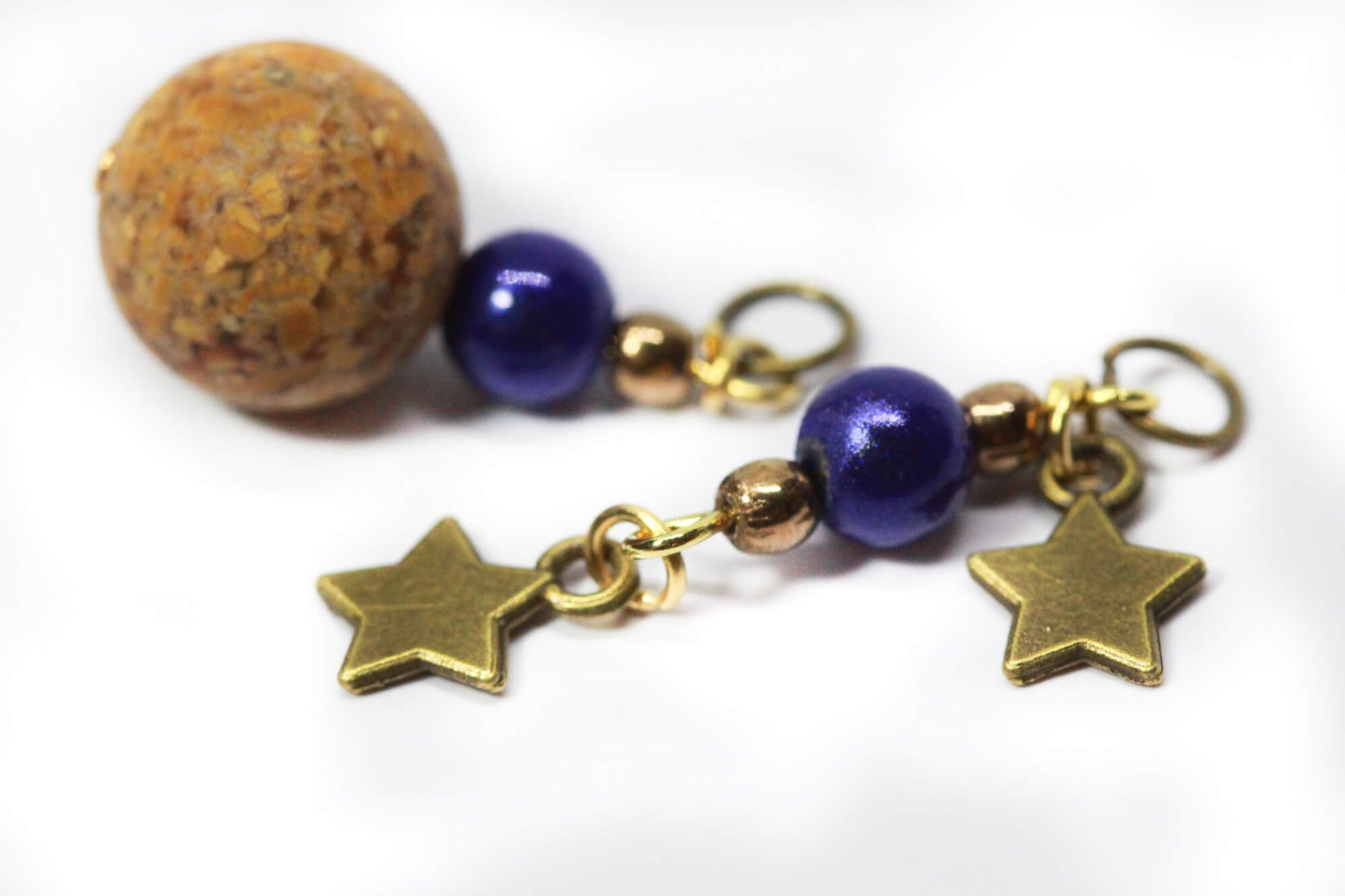 Blue Brass Star Beaded Bookmark for Book Lovers