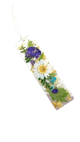 Floral Resin Bookmark With Gold Flakes , Handmade Real Flowers Bookmark,  Book Lover Gift, Christmas Gifts Under 15 Dollars 