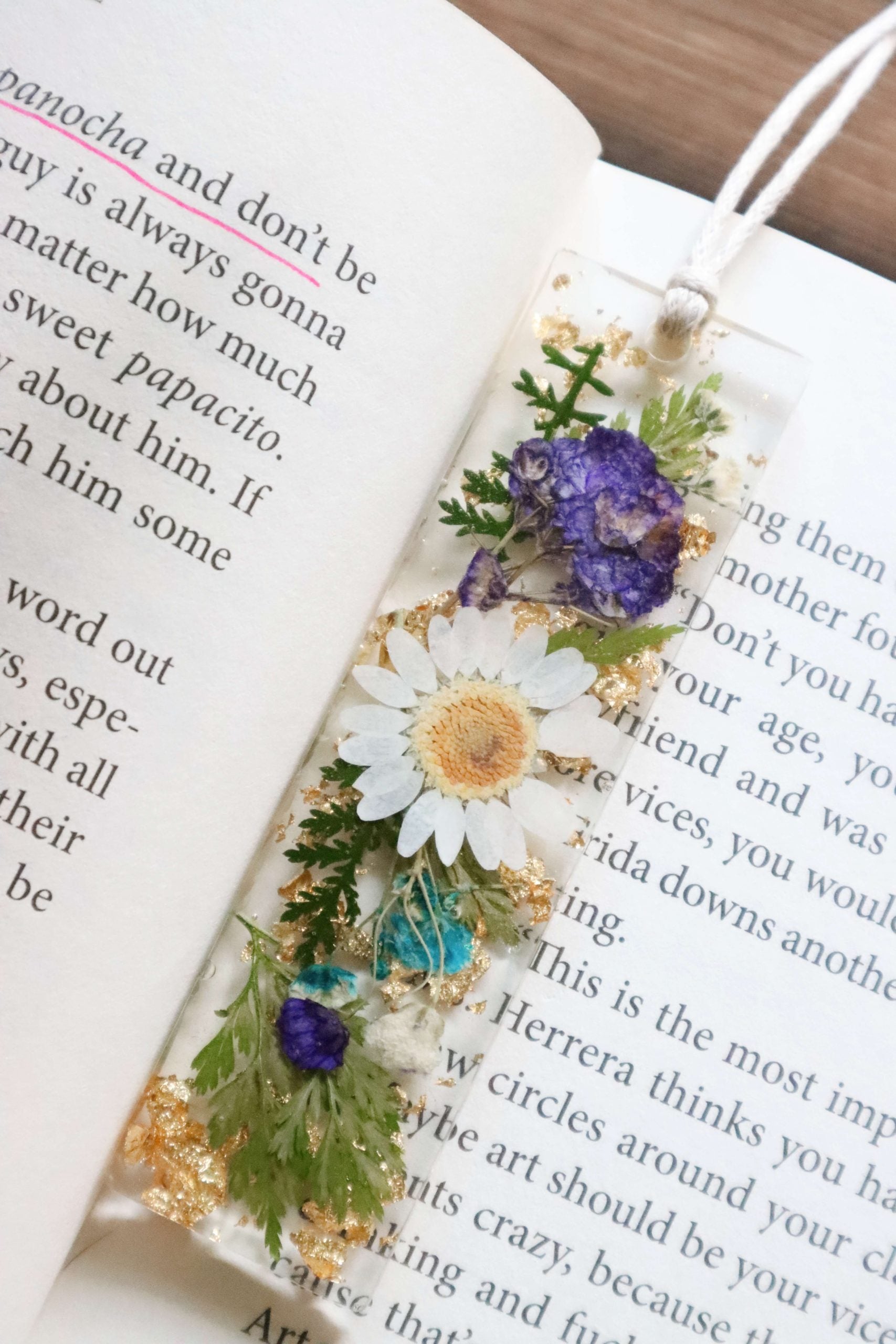 Pressed Flower Resin Bookmark - Elegant Gift For A Book Lover