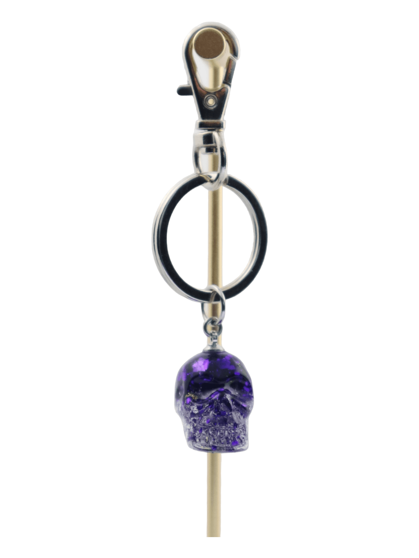 Skull-Charm---Purple-Small-Glittery-Halloween-Skull-Keychain---Kaleidoscopes-And-Polka-Dots