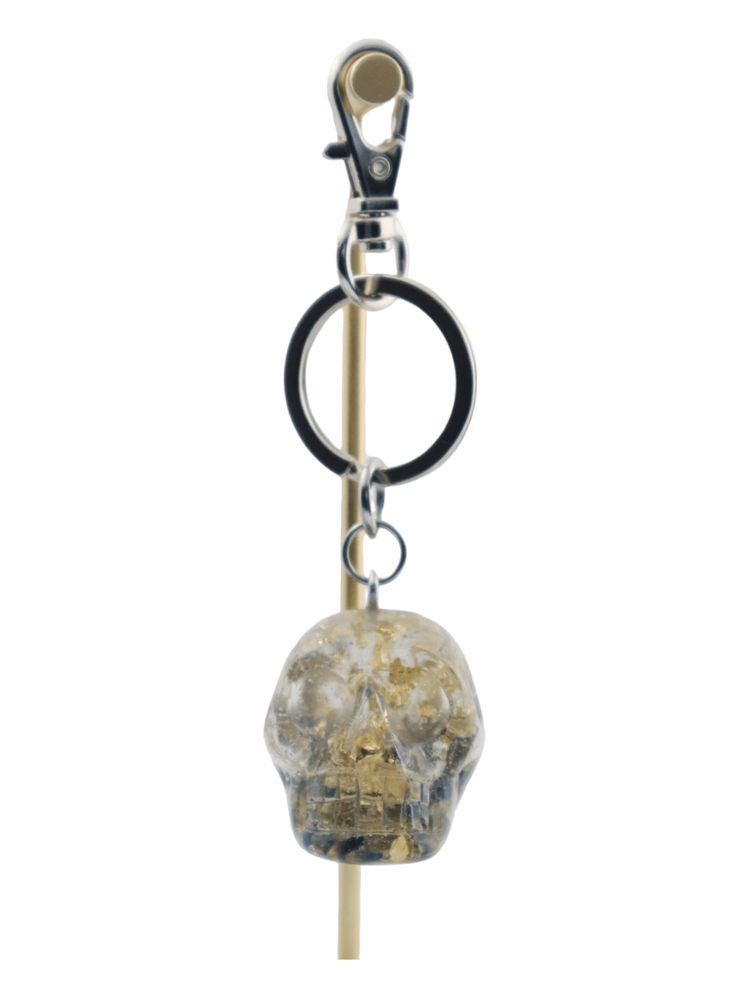 Skull-Keychains---Gold-&-Lavender-Glittery-Skull-Keychain---Kaleidoscopes-And-Polka-Dots