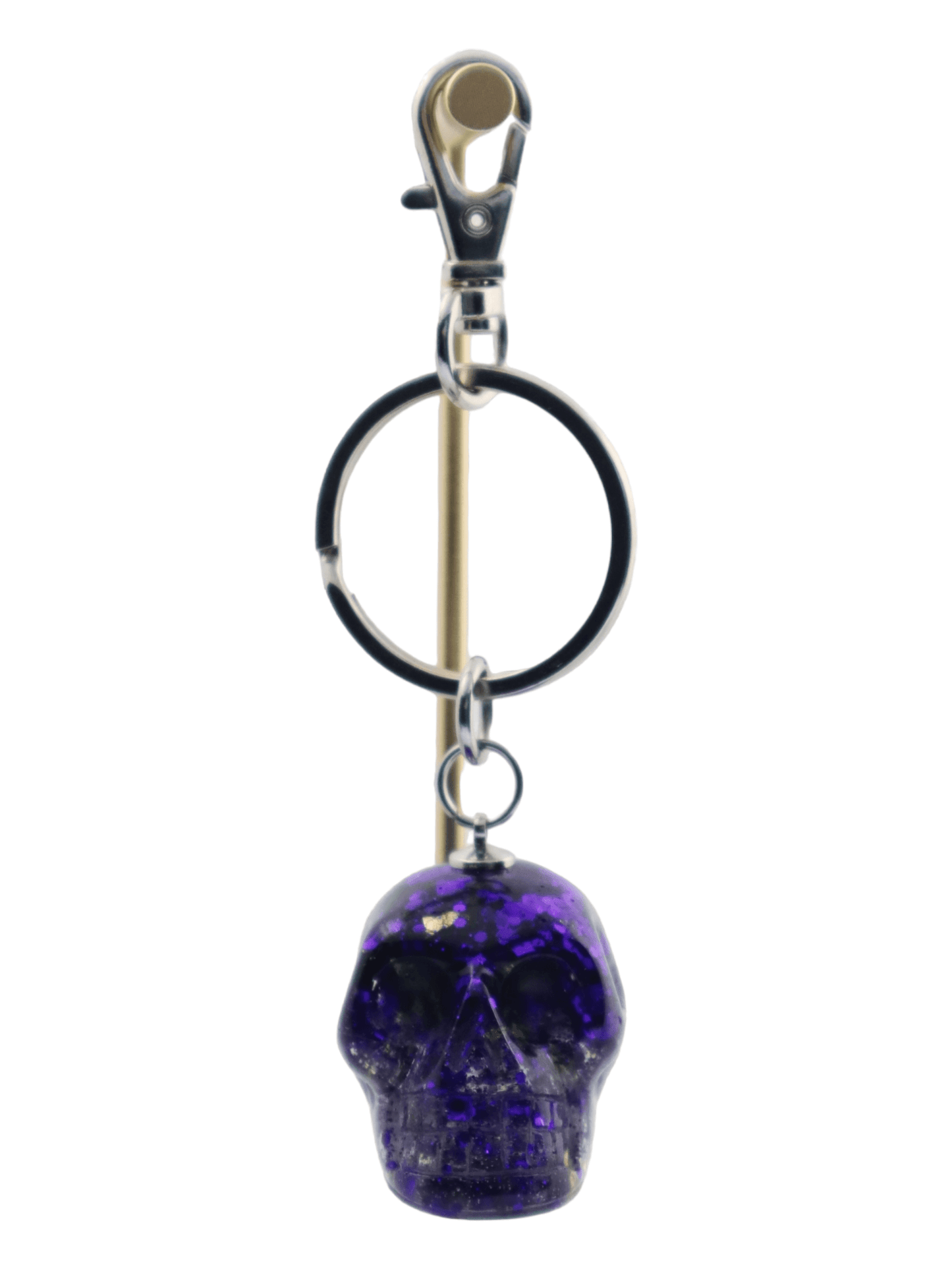 Skull-Keychains---Purple-Med-Glittery-Skull-Keychain---Kaleidoscopes-And-Polka-Dots
