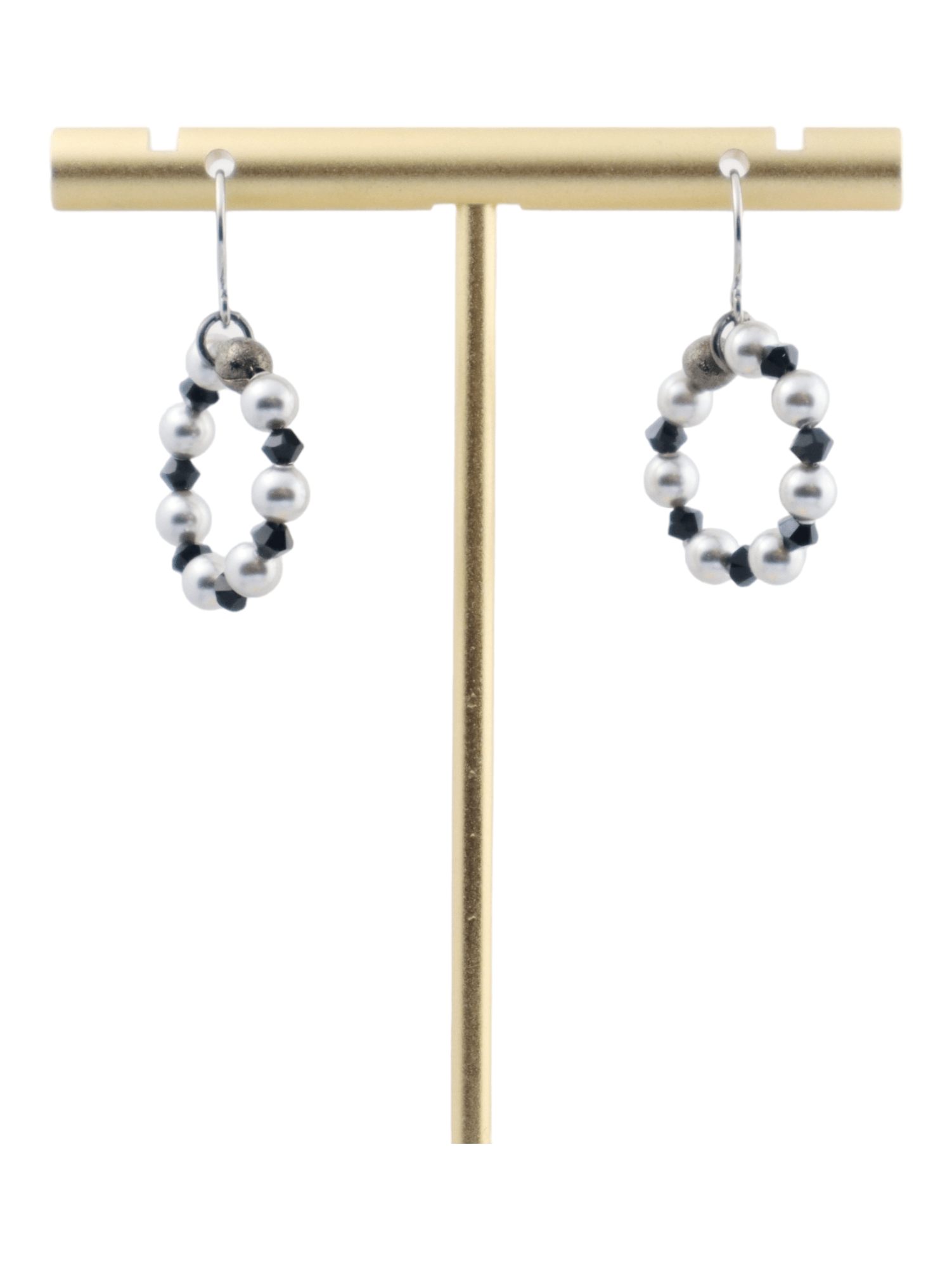 Black Crystal Small Silver Hoop Earrings by Kaleidoscopes And Polka Dots